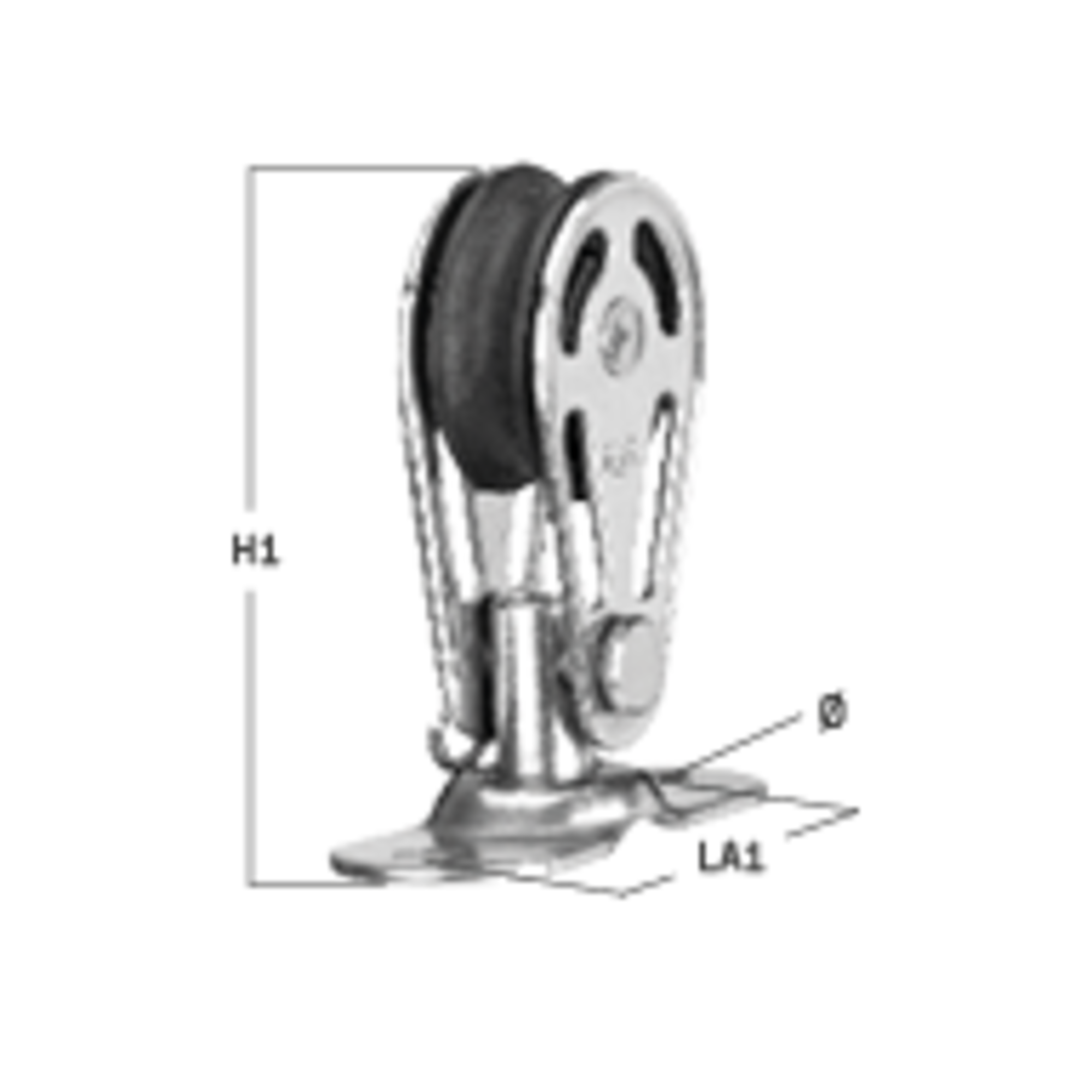 Gleitlager-Block 6 mm - 1 Rolle, Grundplatte mit Bolzen