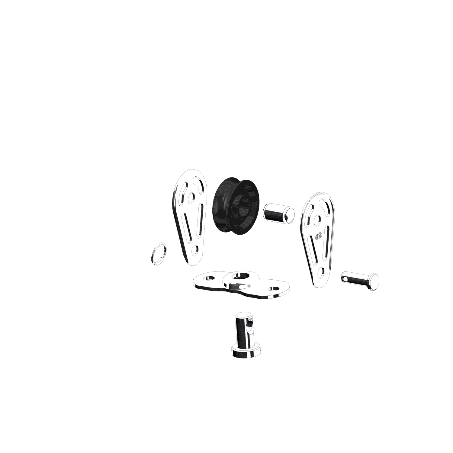 Gleitlager-Block 6 mm - 1 Rolle, Grundplatte mit Bolzen