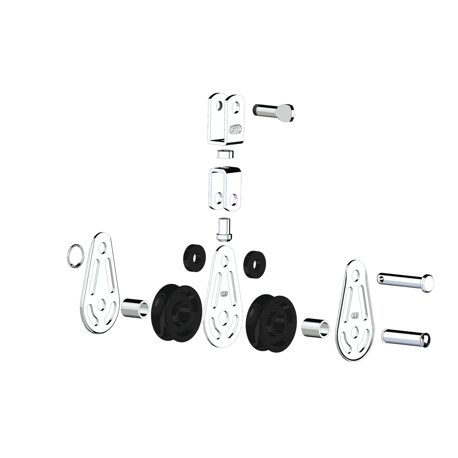 Gleitlager-Block 6 mm - 2 Rollen, Wirbel