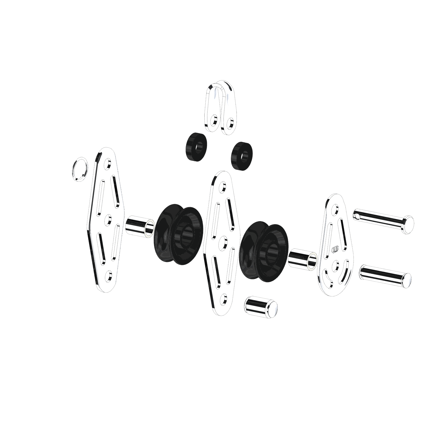 Gleitlager-Block 6 mm - 2 Rollen, Bügel, Hundsfott