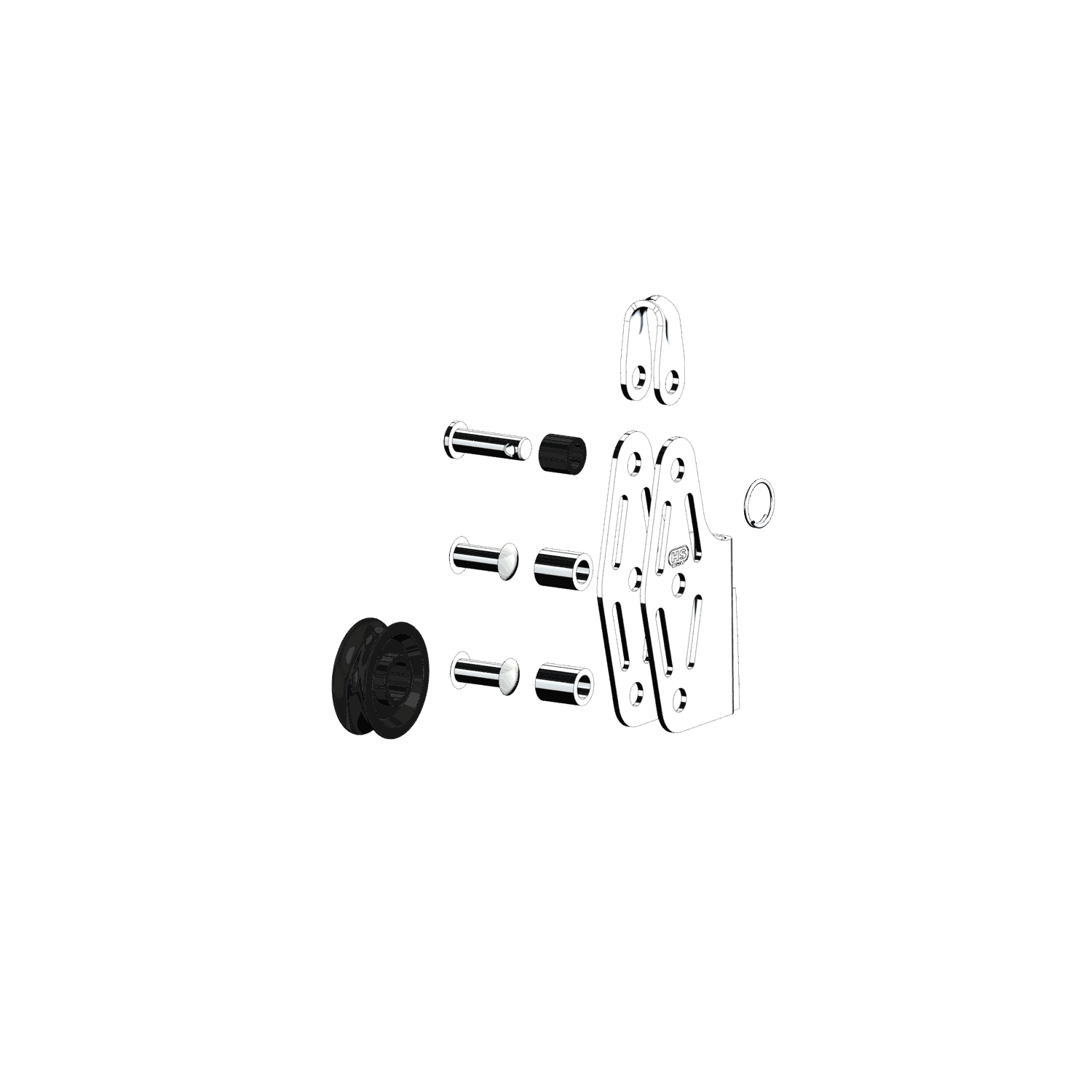 V-Klemmenblock Gleitlager 6 mm - 1 Rolle, Hundsfott, Bügel
