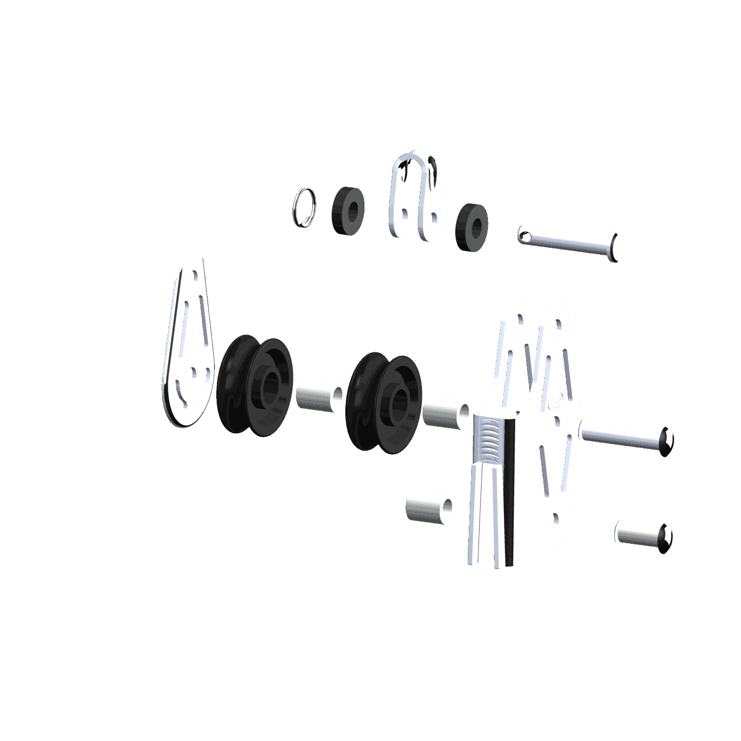 V-Klemmenblock Gleitlager 6 mm - 2 Rollen, Hundsfott, Bügel