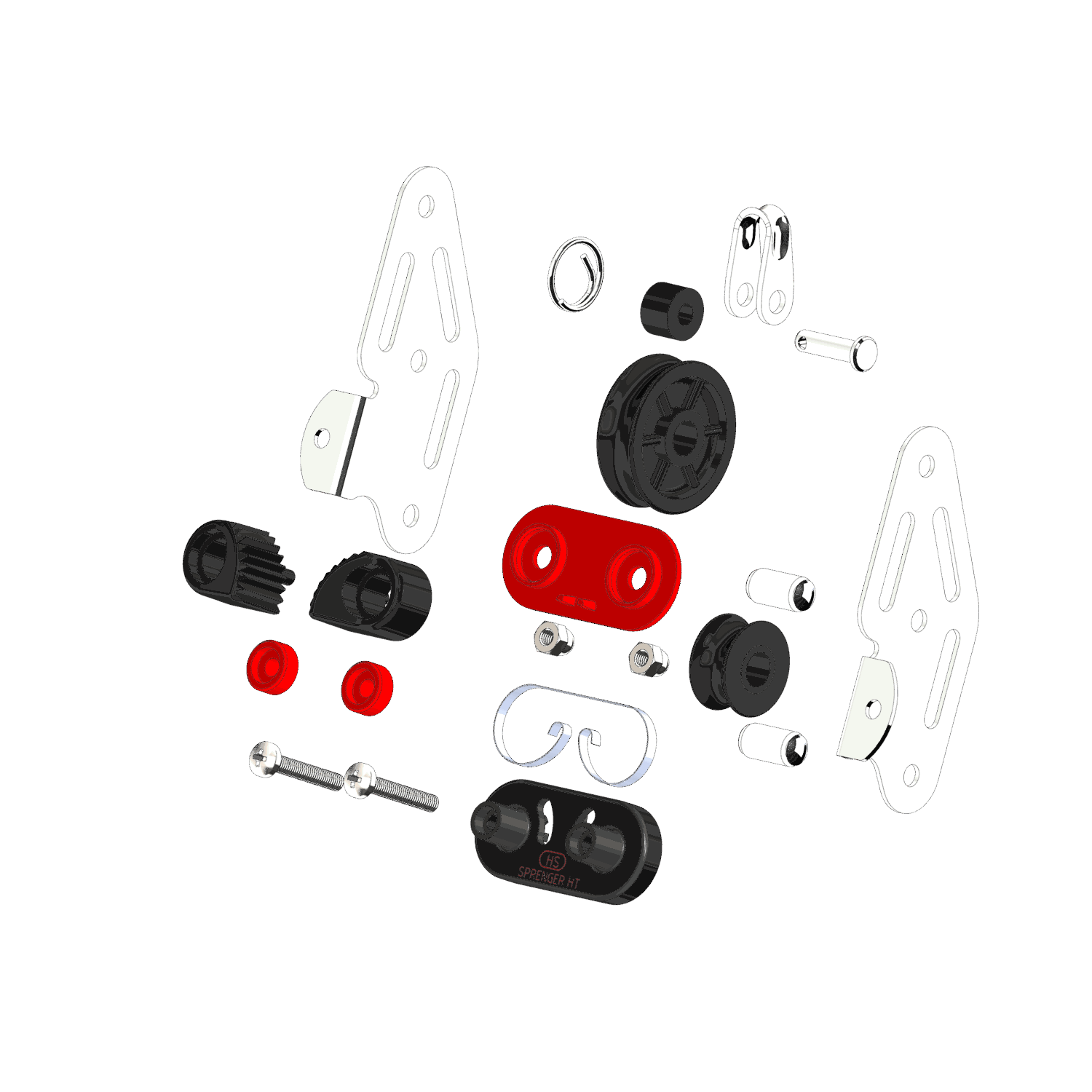 Niederholer-Block Gleitlager 6-8 mm - 2 Rollen, Bügel, Schotklemme