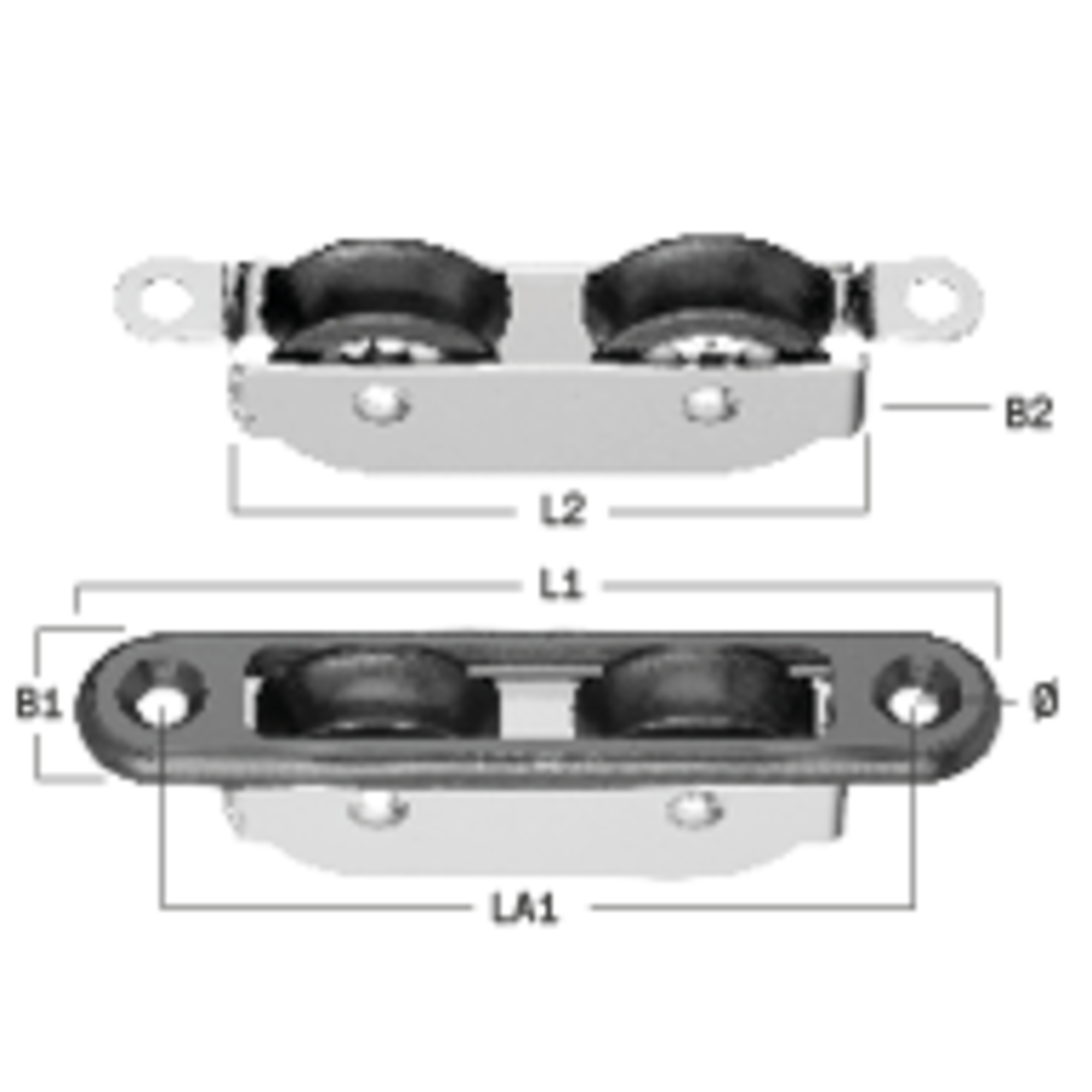 Einlassblock Kugellager 8 mm - 2 Rollen