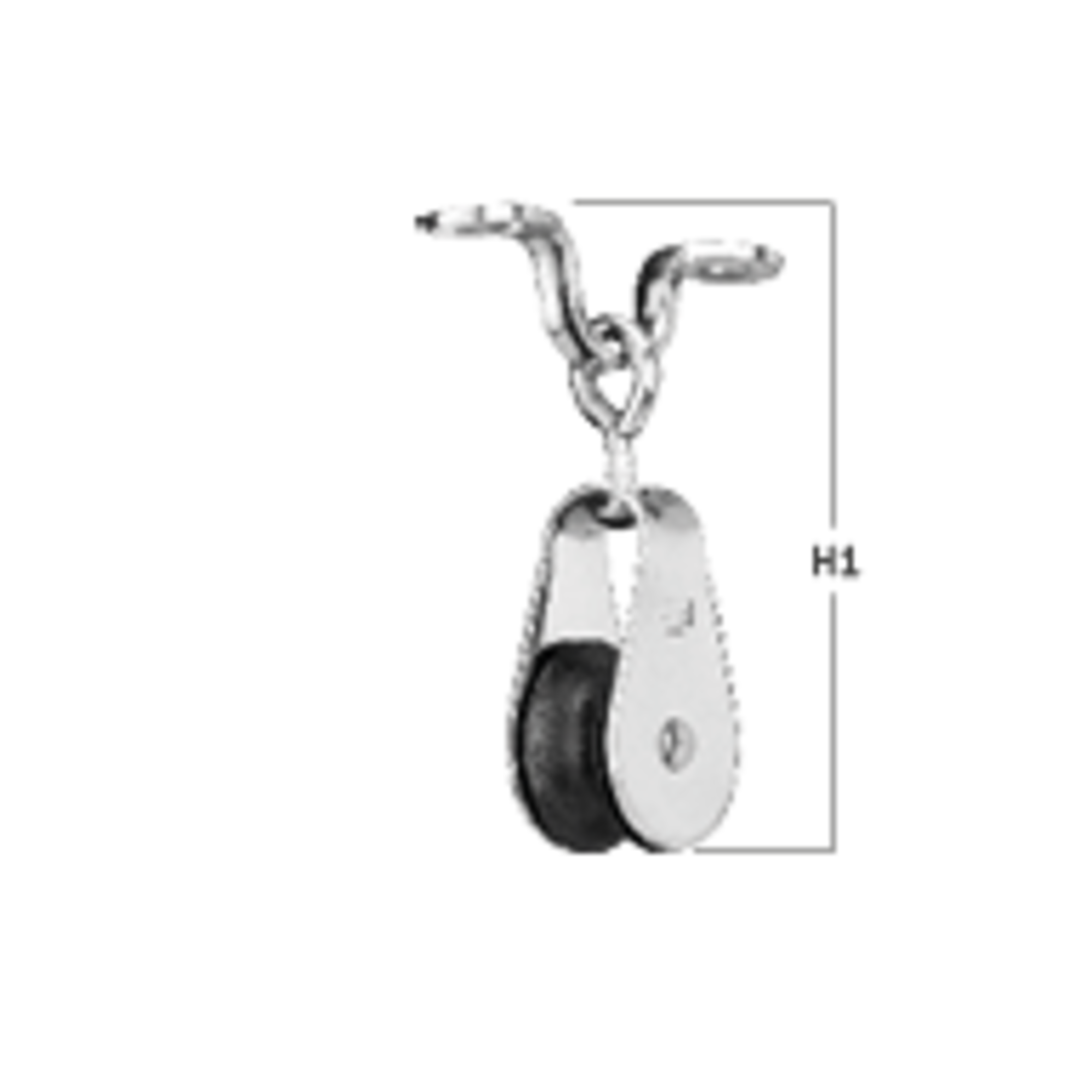 Mini Block - 1 Rolle, Drahtwirbel, Fenderöse