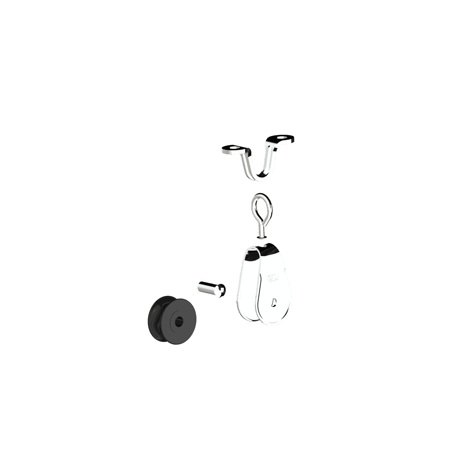 Mini Block - 1 Rolle, Drahtwirbel, Fenderöse