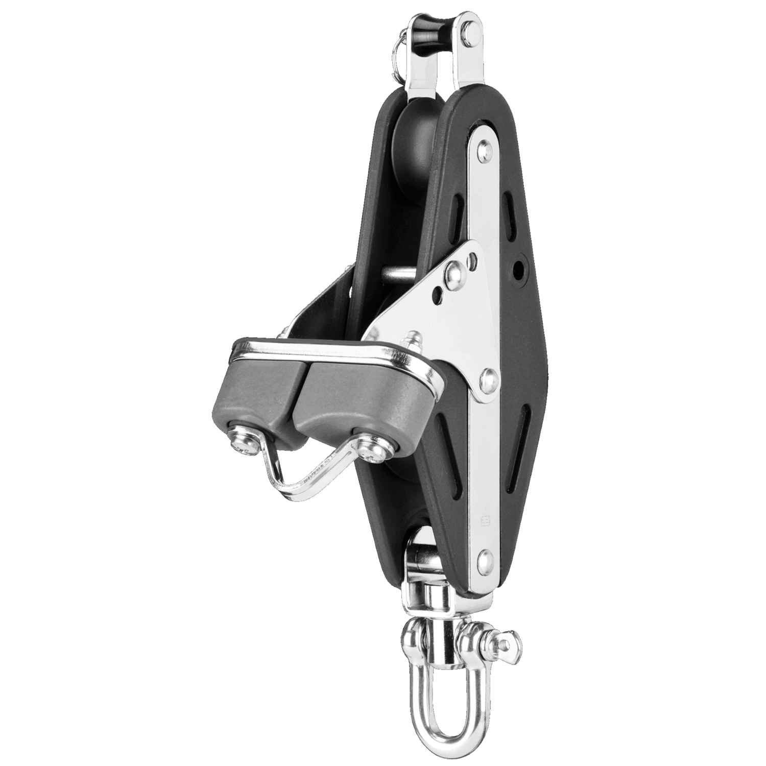 Großschotblock Gleitlager 14 mm - 2 Rollen, Schotklemme, Wirbel