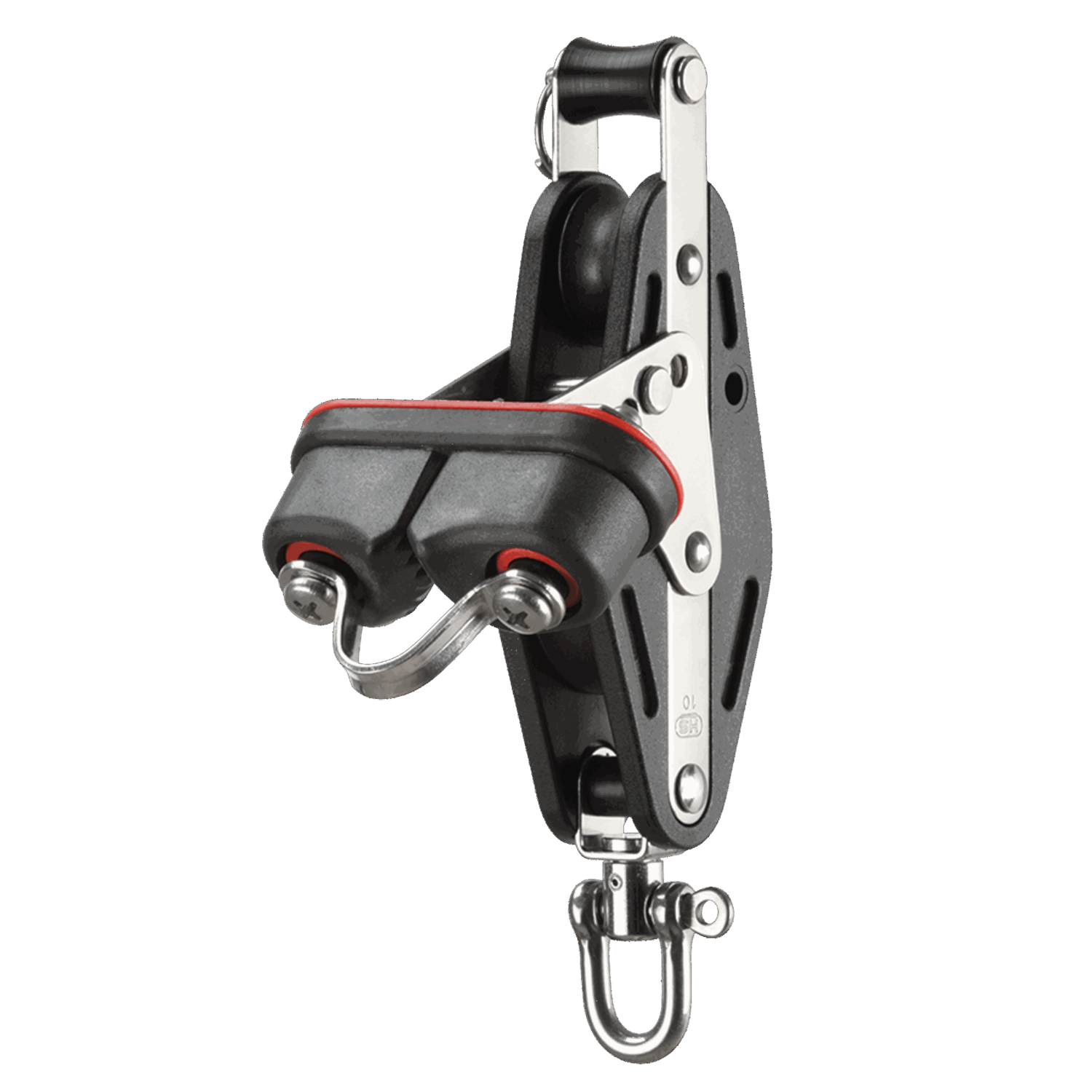 Großschotblock Gleitlager 10 mm - 2 Rollen, Violinblock, Wirbel, Schotklemme