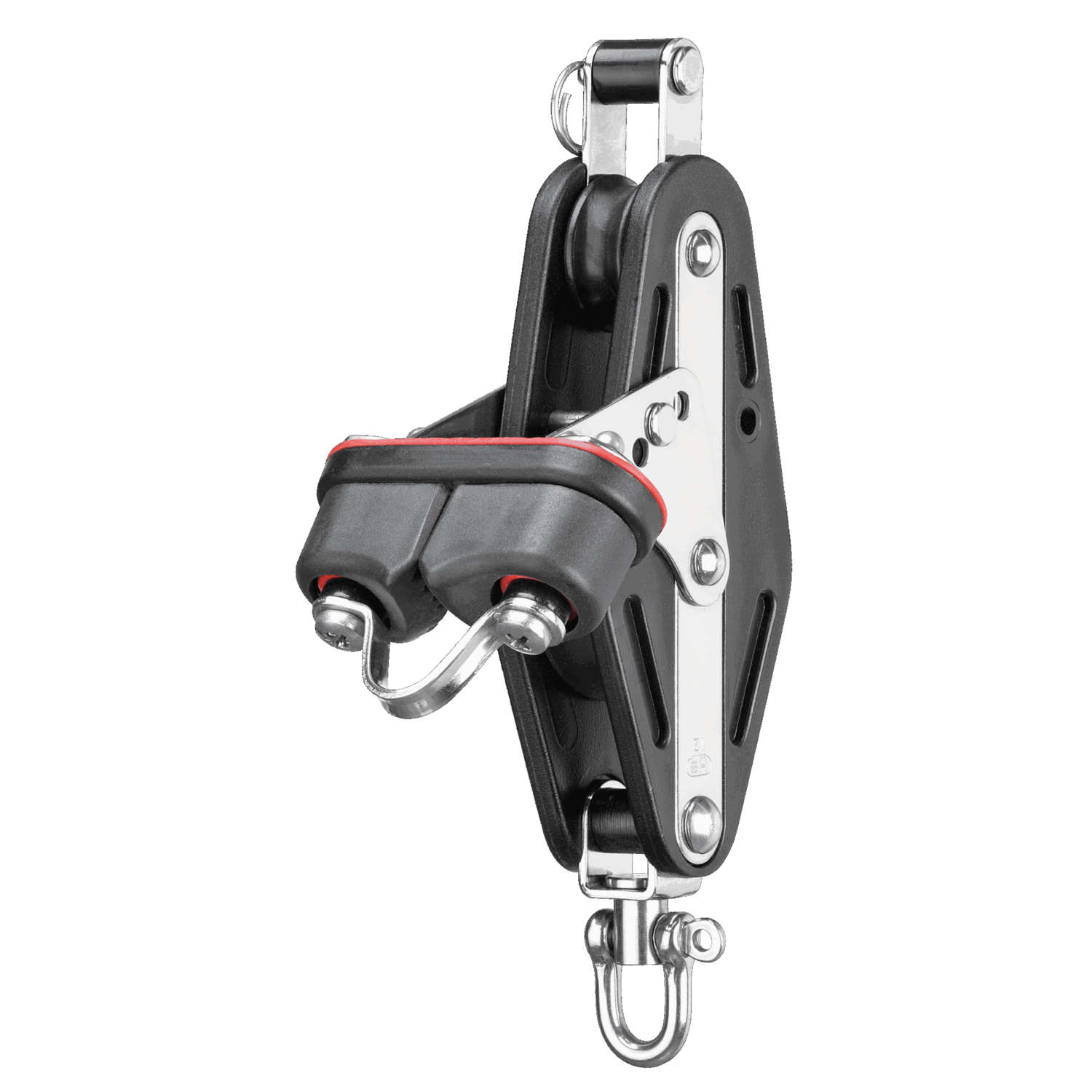 Großschotblock Gleitlager 12 mm - 2 Rollen, Violinblock, Hundsfott, Schotklemme, Wirbel