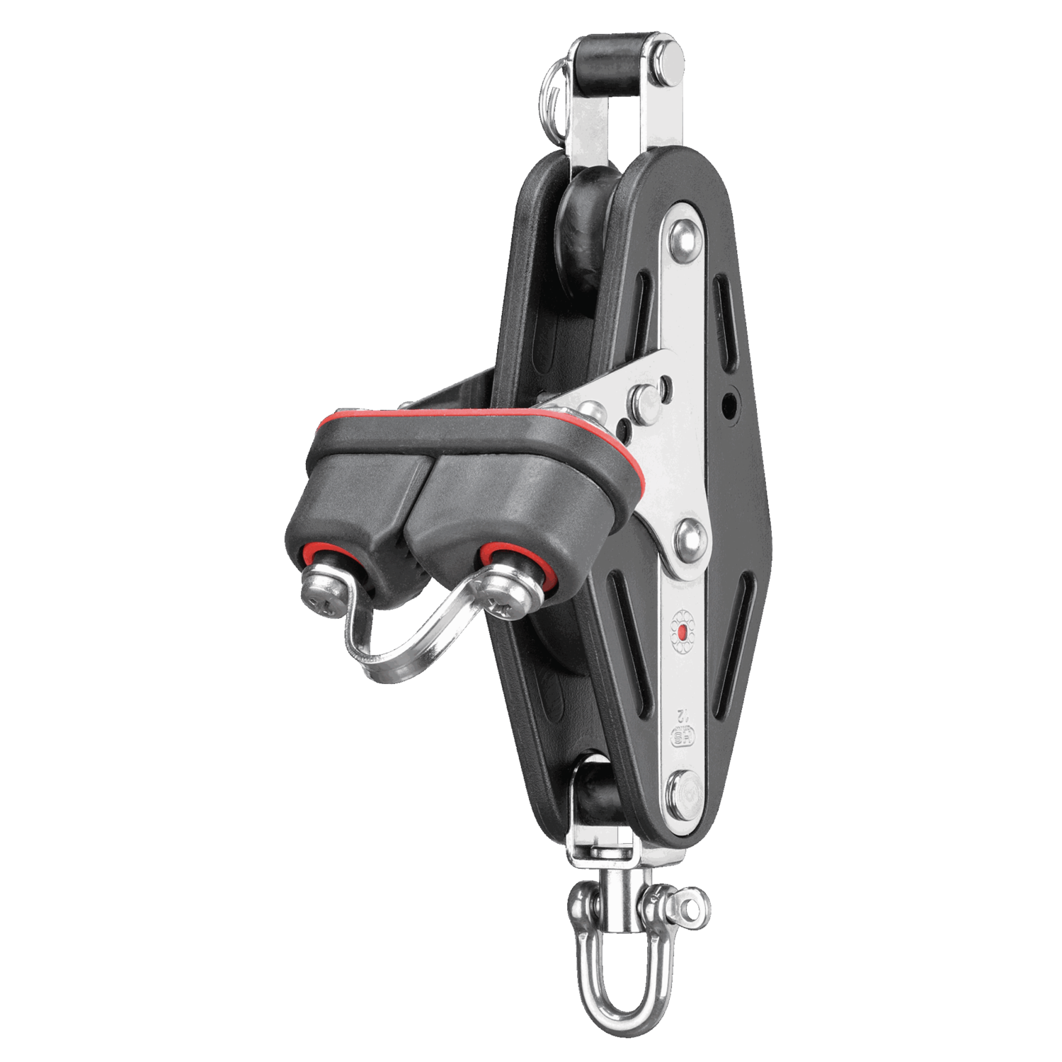 Großschotblock Kugellager 12 mm - 2 Rollen,Violinblock, Wirbel, Schotklemme