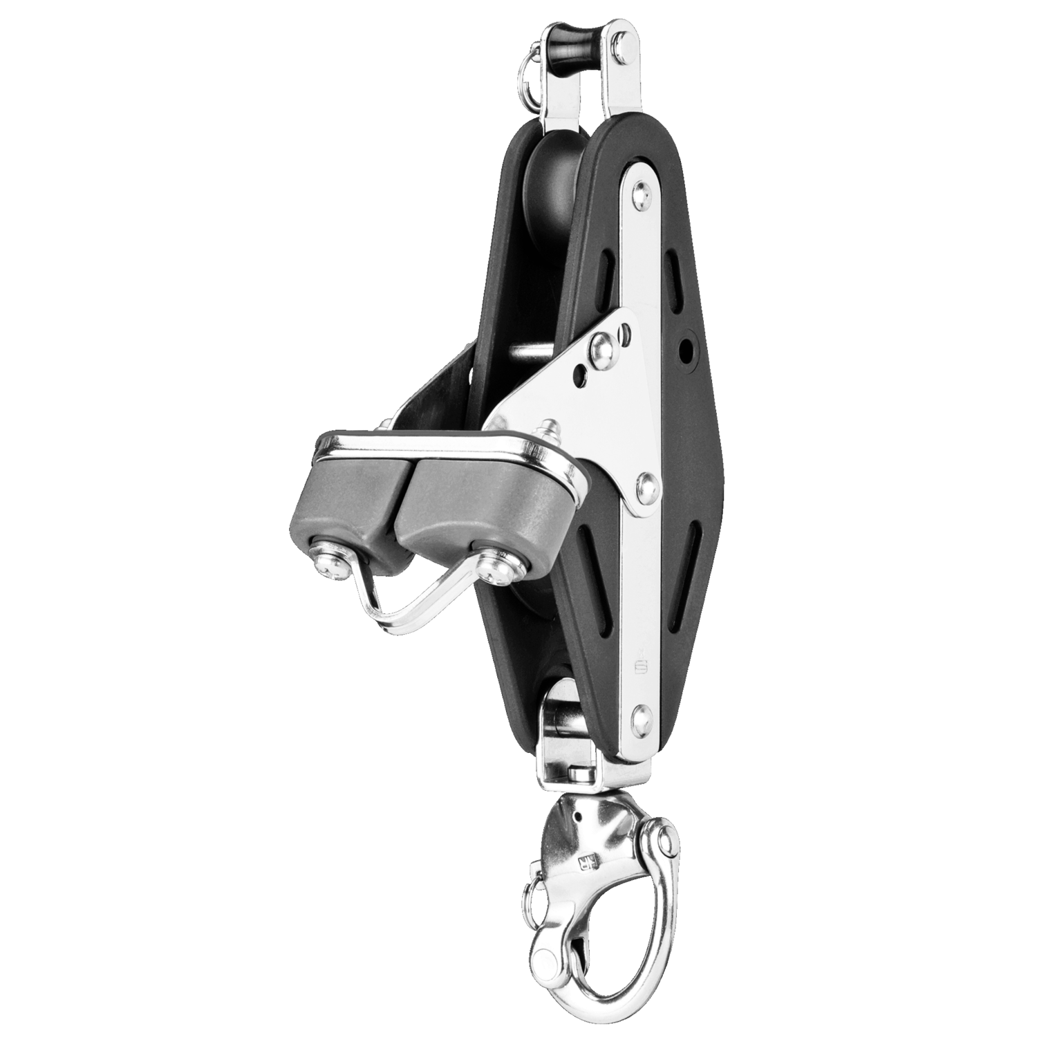 Großschotblock Gleitlager 14 mm - 2 Rollen, Schotklemme, Schäkel