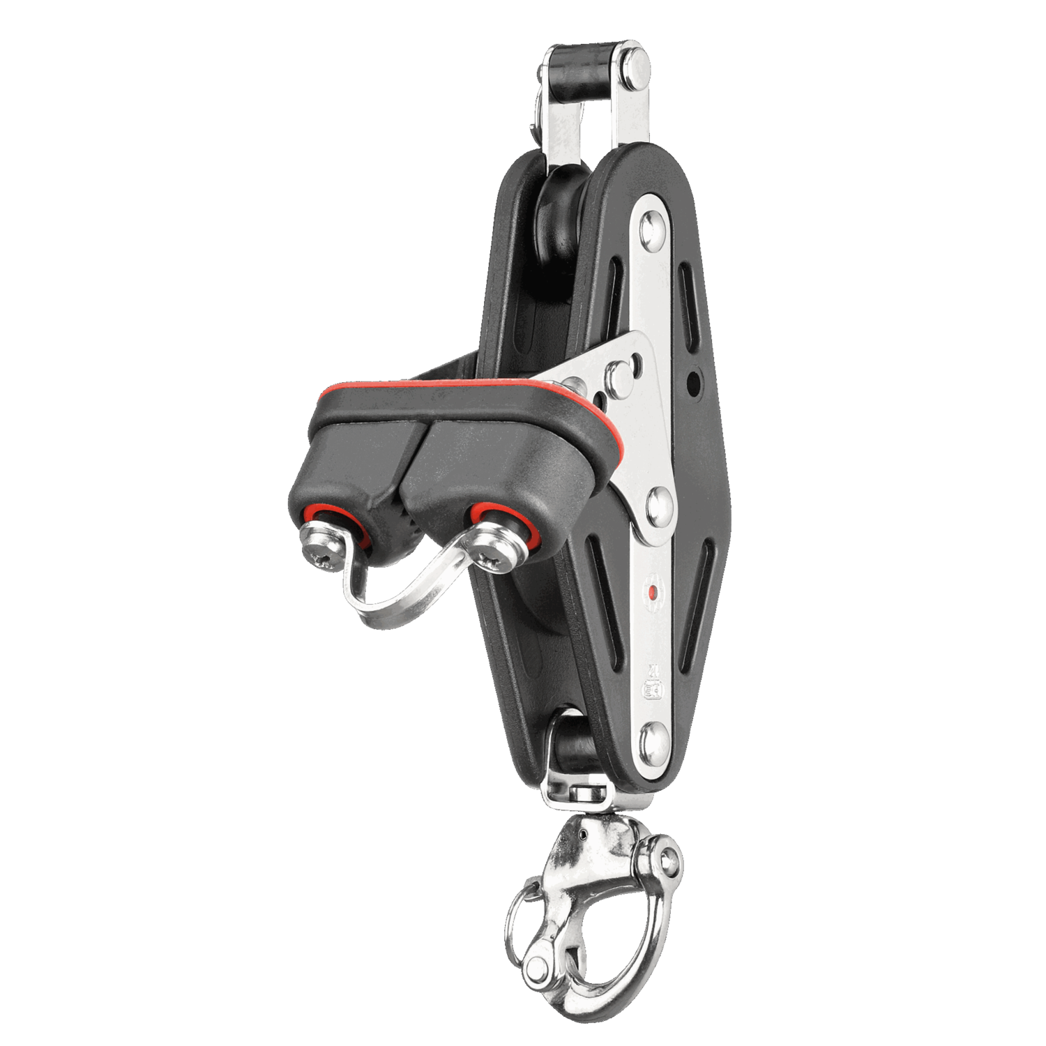 Großschotblock Kugellager 12 mm - 2 Rollen,Violinblock, Patentschäkel, Schotklemme