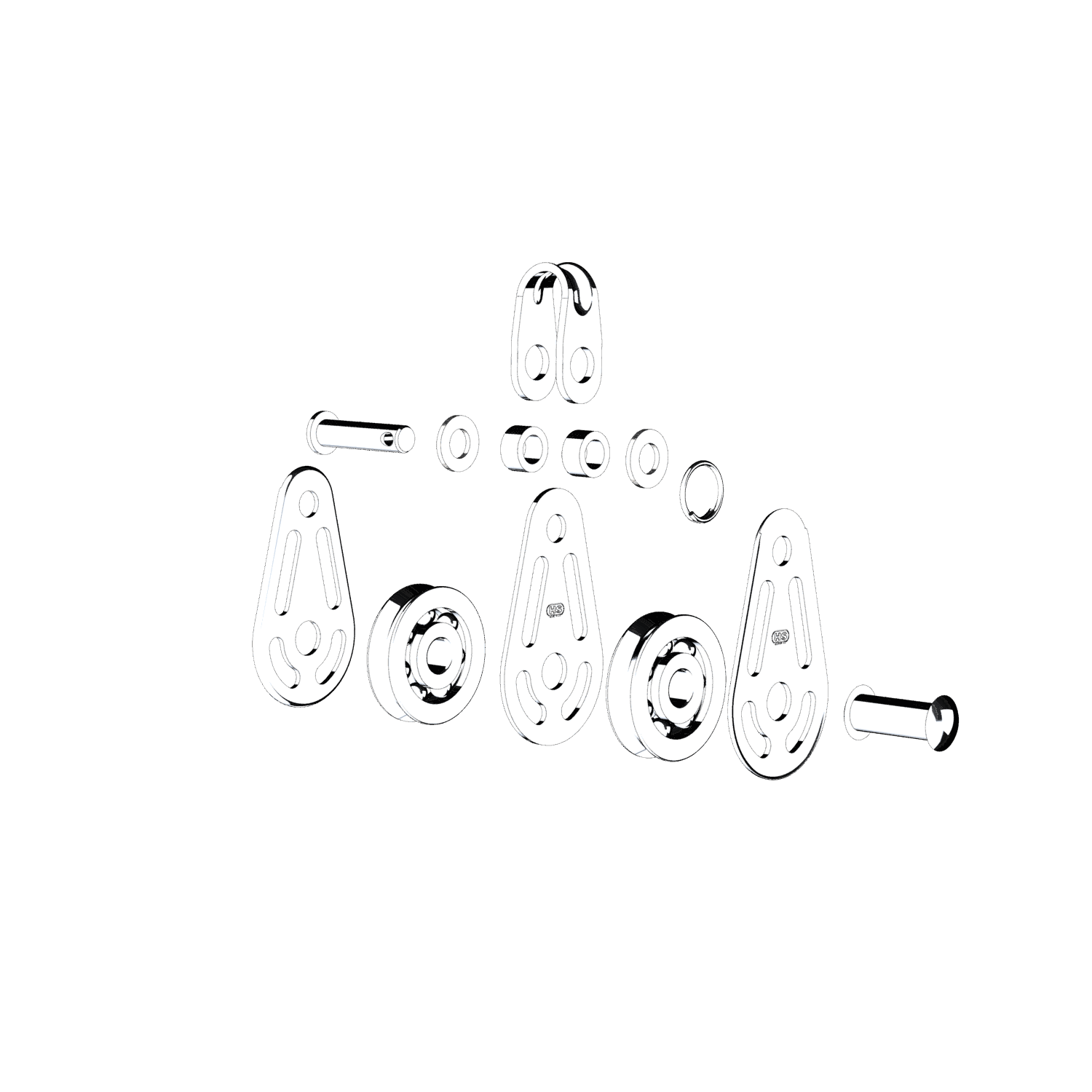 High Load Block Kugellager 3-5 mm - 2 Rollen, Bügel