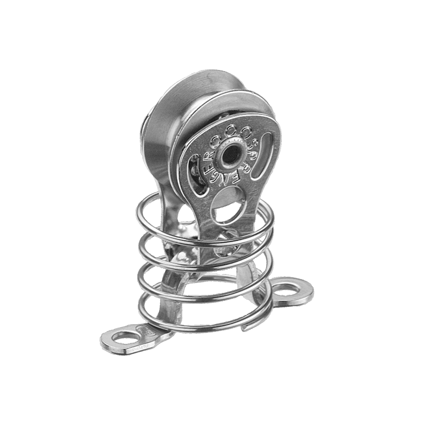 Micro XS Block für Draht 4 mm Kugellager - 1 Rolle, durchgehender Bügel, Feder, Fenderöse