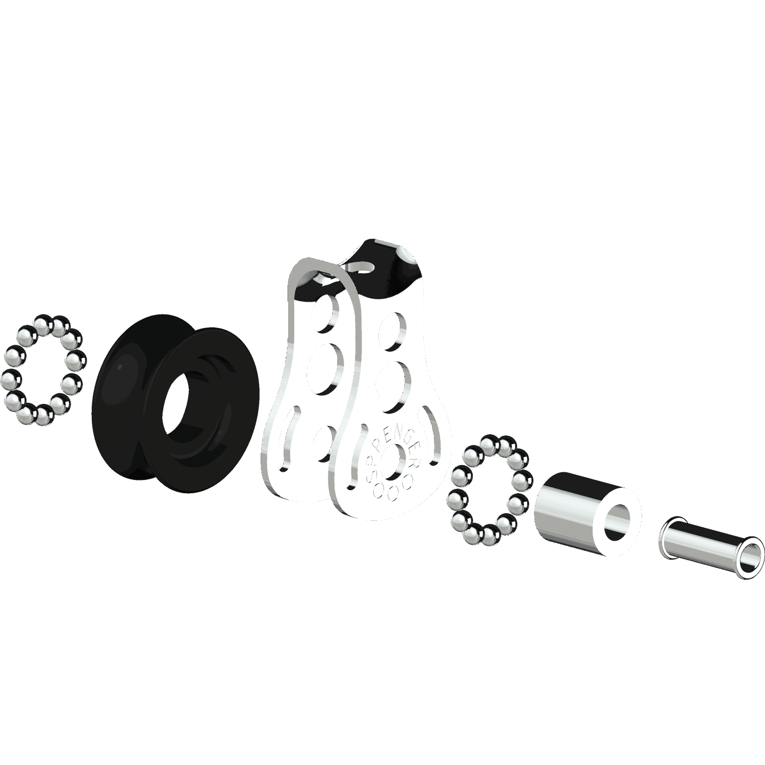 Micro XS Block Kugellager 6 mm - 1 Rolle, durchgehender Bügel