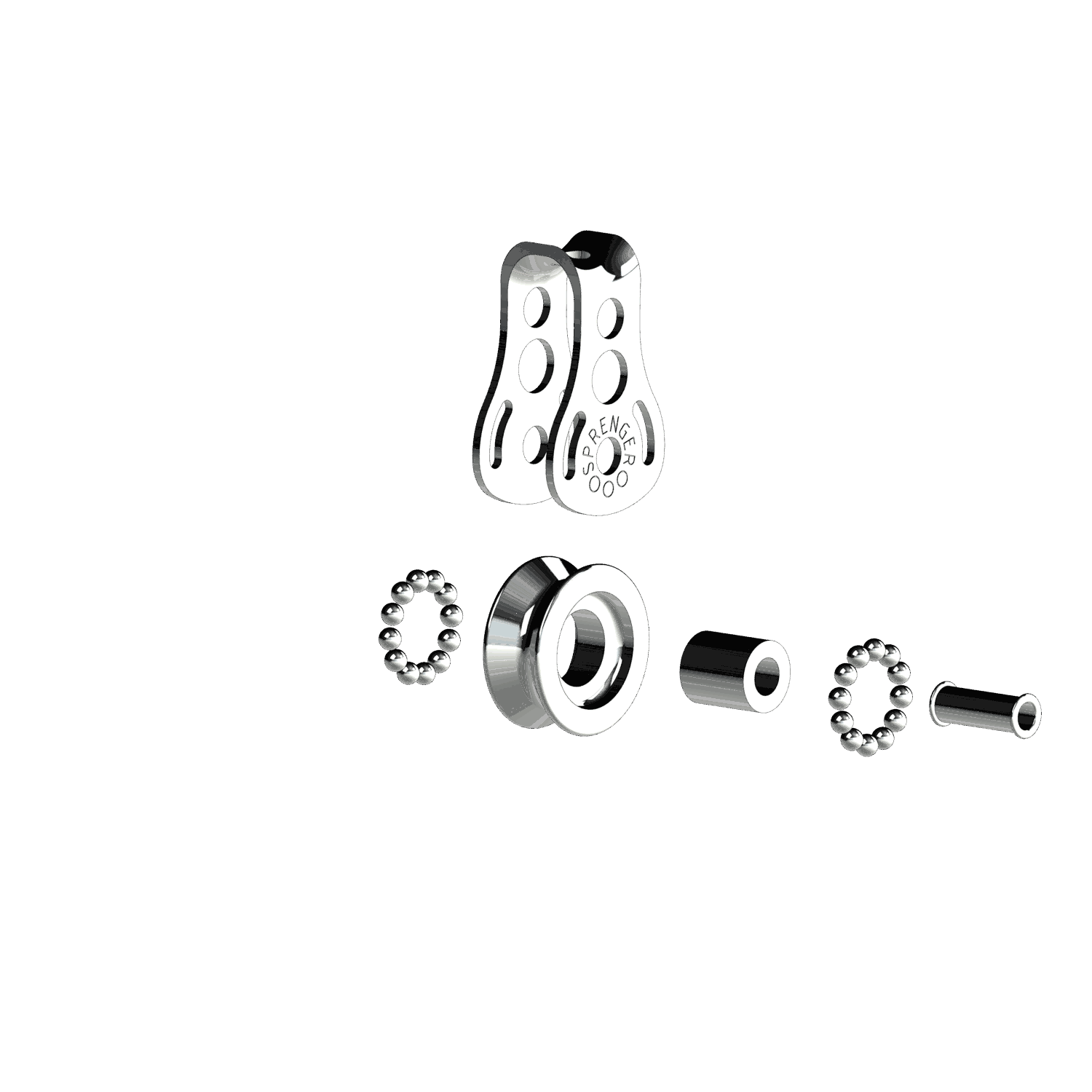 Micro XS Block für Draht 4 mm Kugellager - 1 Rolle, durchgehender Bügel