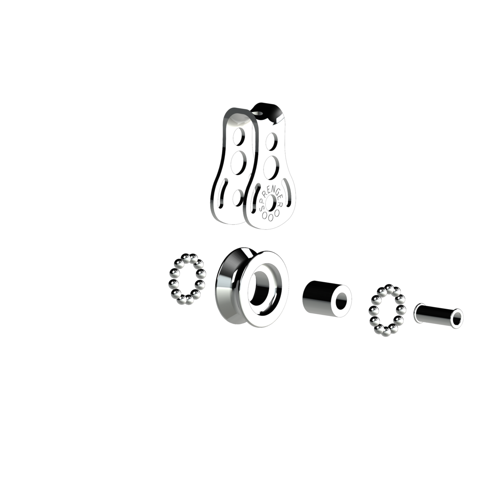Micro XS Block für Draht 4 mm Kugellager - 1 Rolle, durchgehender Bügel