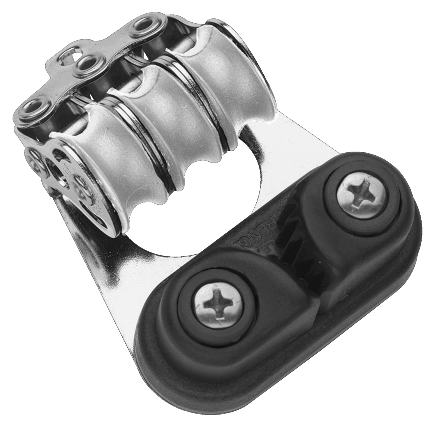 Micro XS Block für Draht 4 mm Kugellager - 3 Rollen, Schotklemme, Bügel