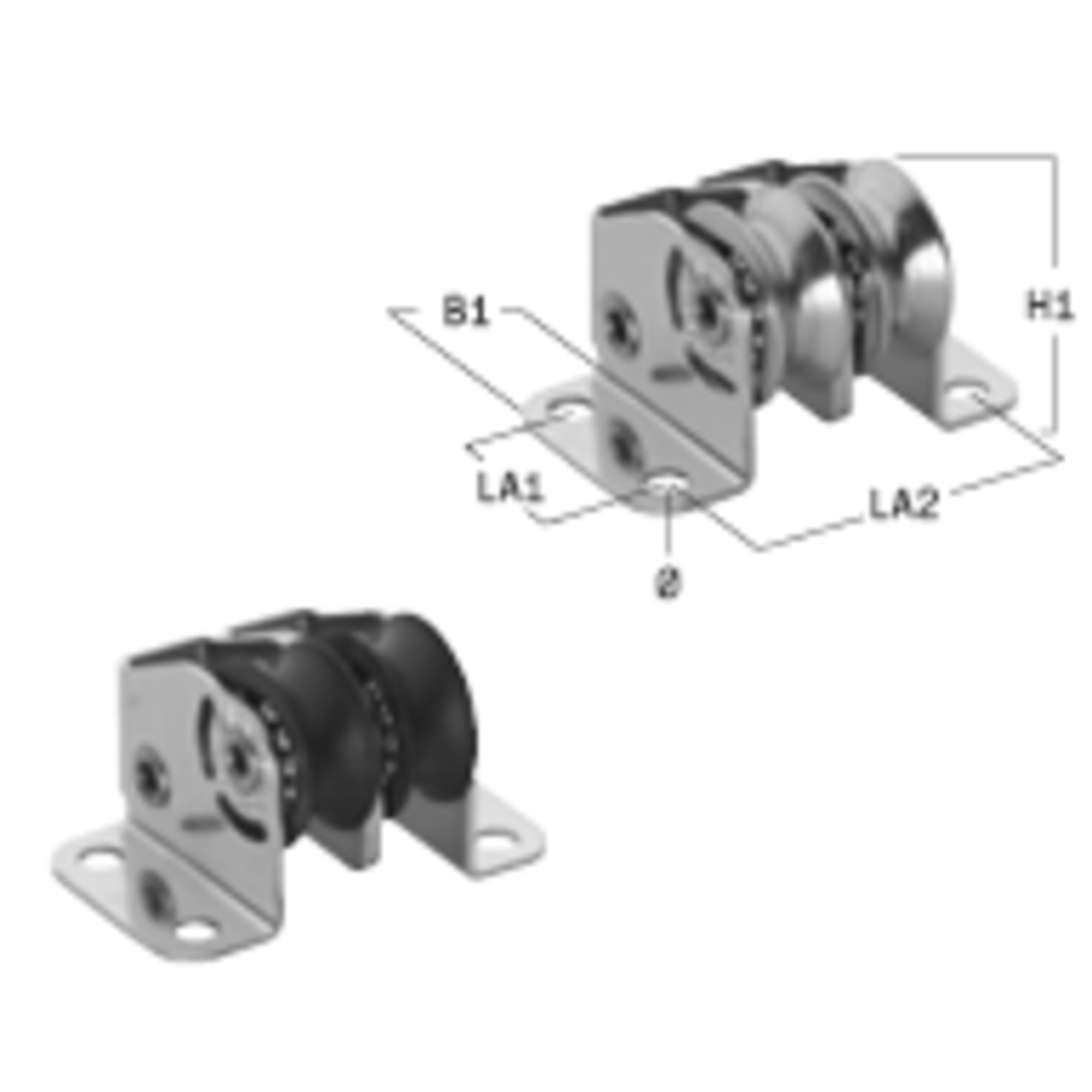 Micro XS Stehblock Kugellager 6 mm - 2 Rollen