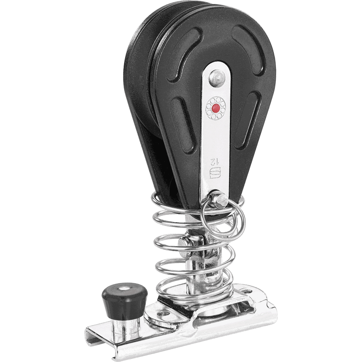 Schlitten für Schiene 20 x 3 mm - Block Kugellager 12 mm (1 Rolle, Feder, Fenderöse)
