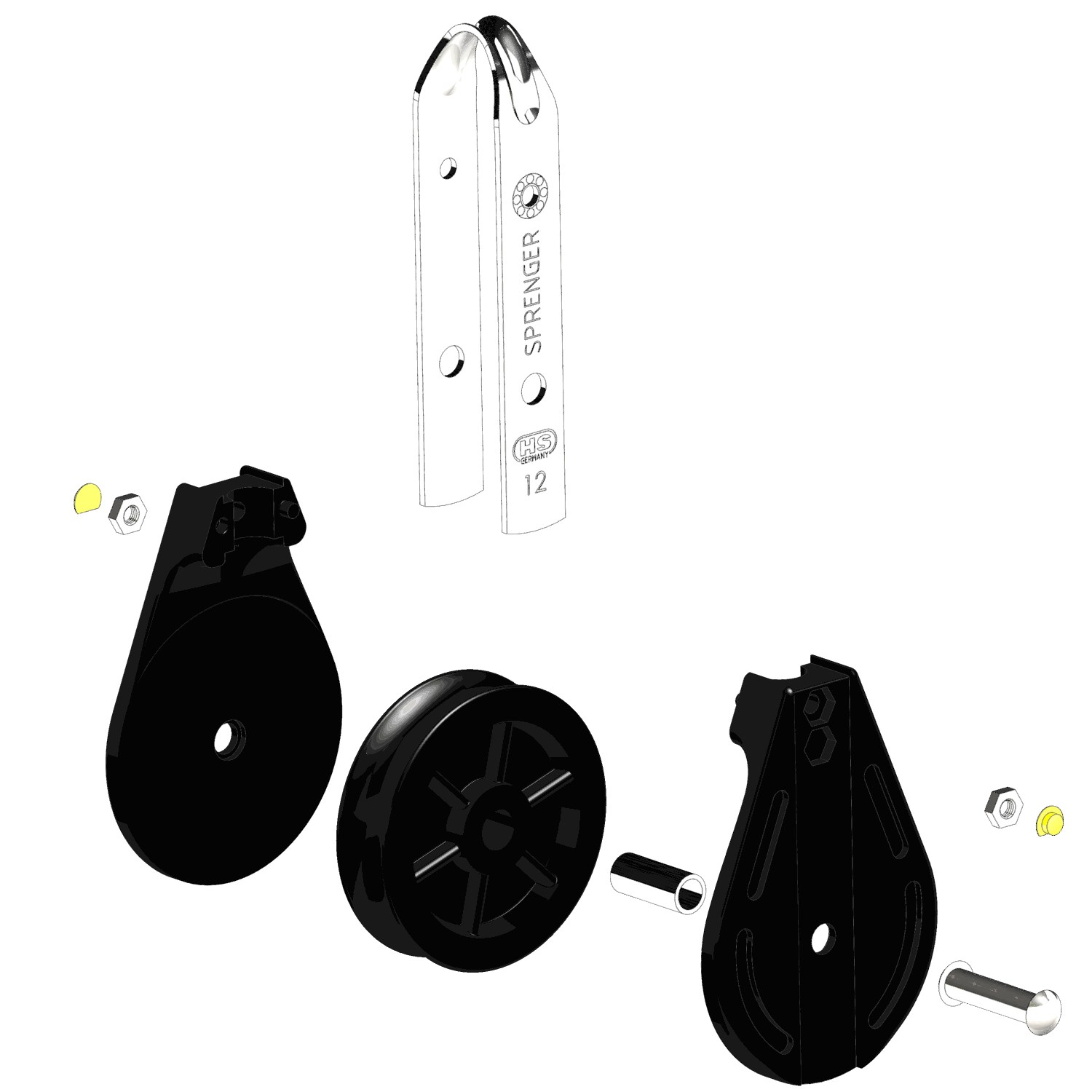 S-Block Gleitlager 12 mm - 1 Rolle, durchgehender Bügel