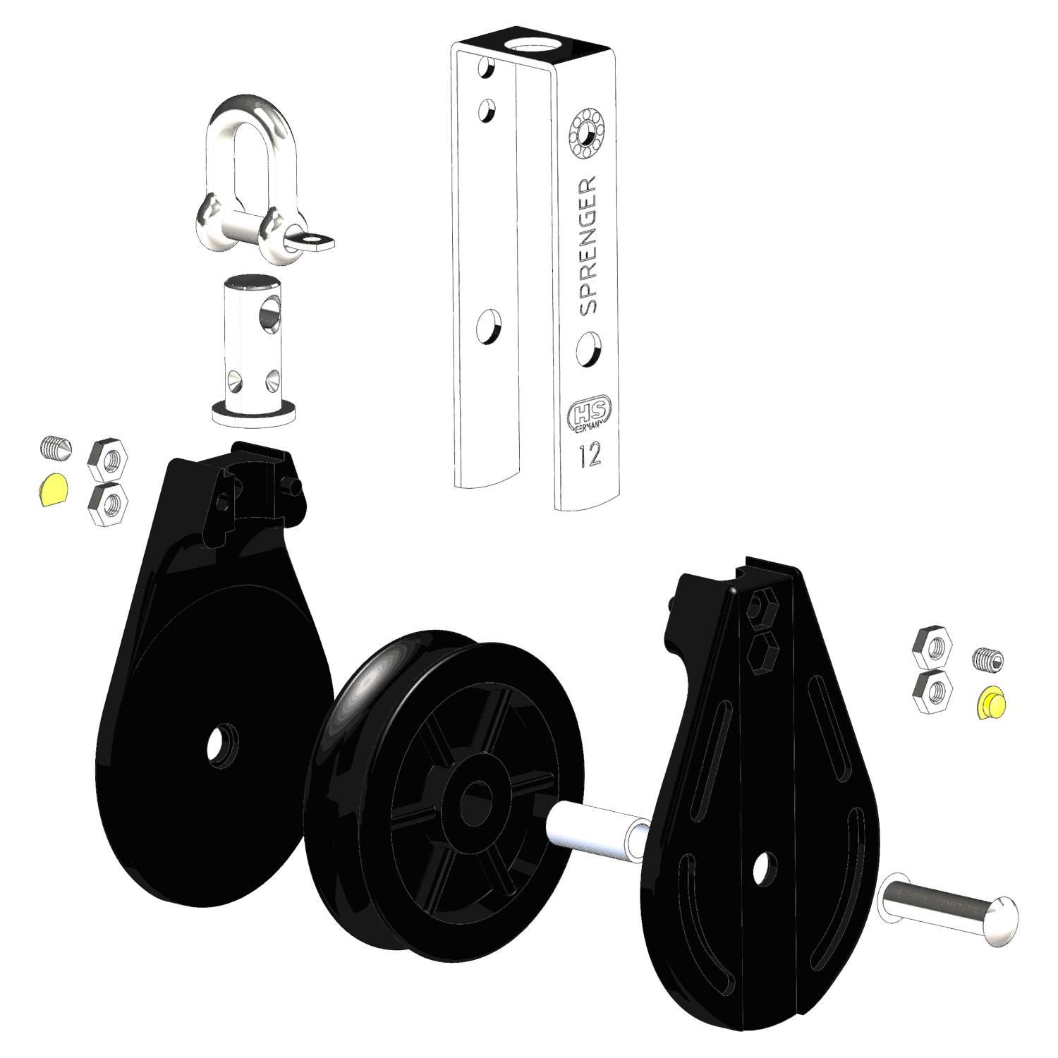 S-Block Gleitlager 12 mm - 1 Rolle, Wirbel
