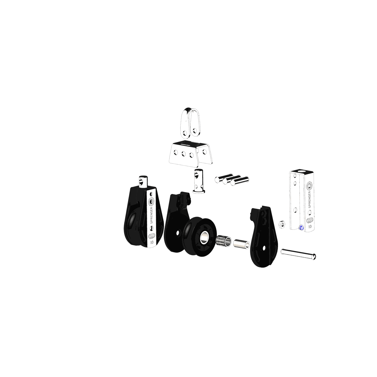 S-Block Nadellager 10 mm - 2 Rollen, durchgehender Bügel