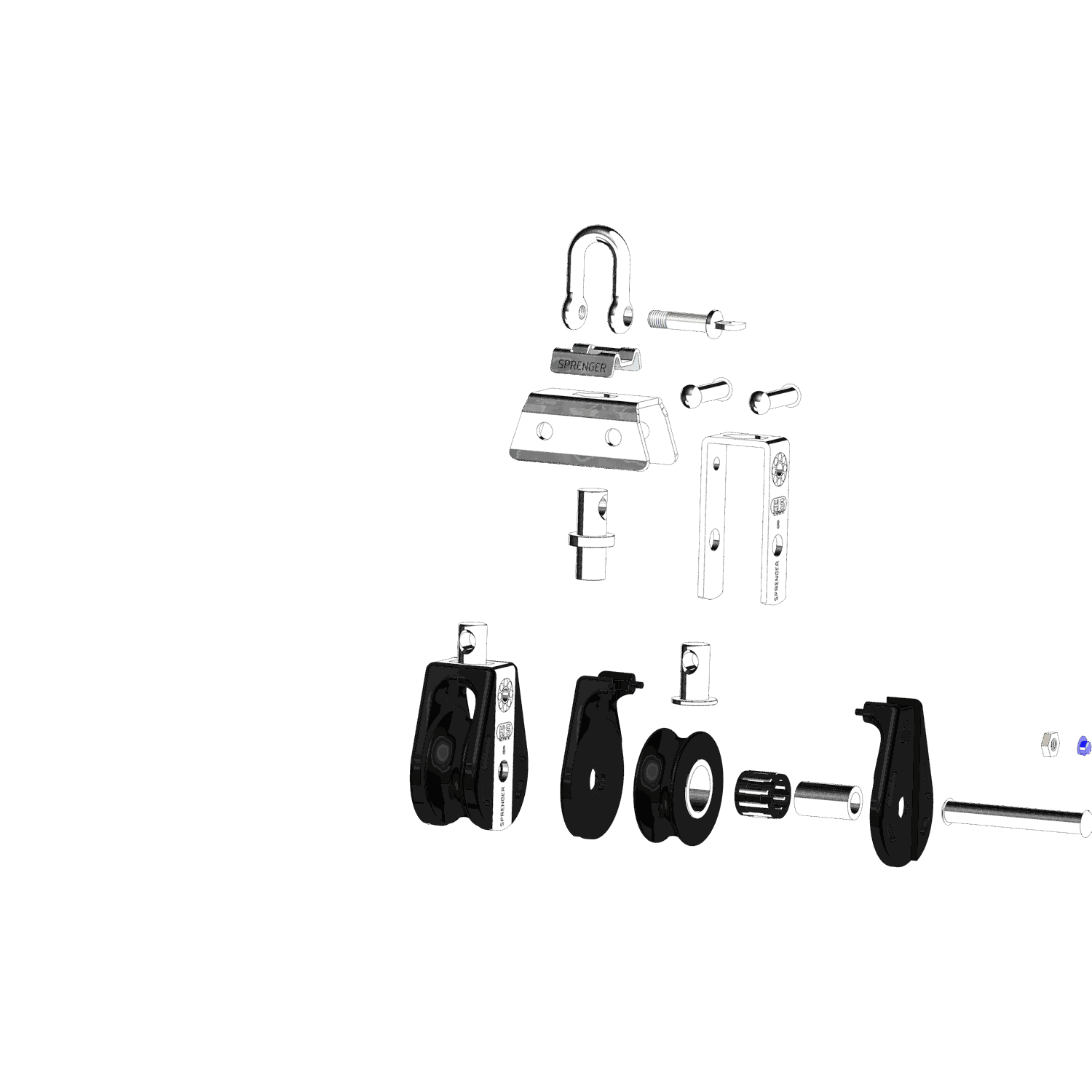 S-Block Nadellager 8 mm - 2 Rollen, Arretierset