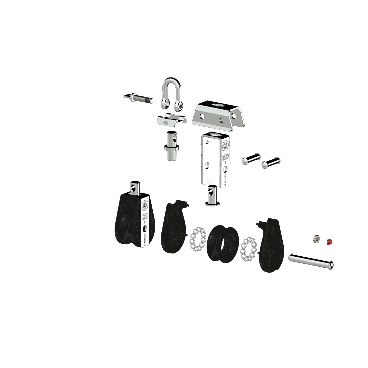 S-Block Kugellager 8 mm - 2 Rollen, Arretierset