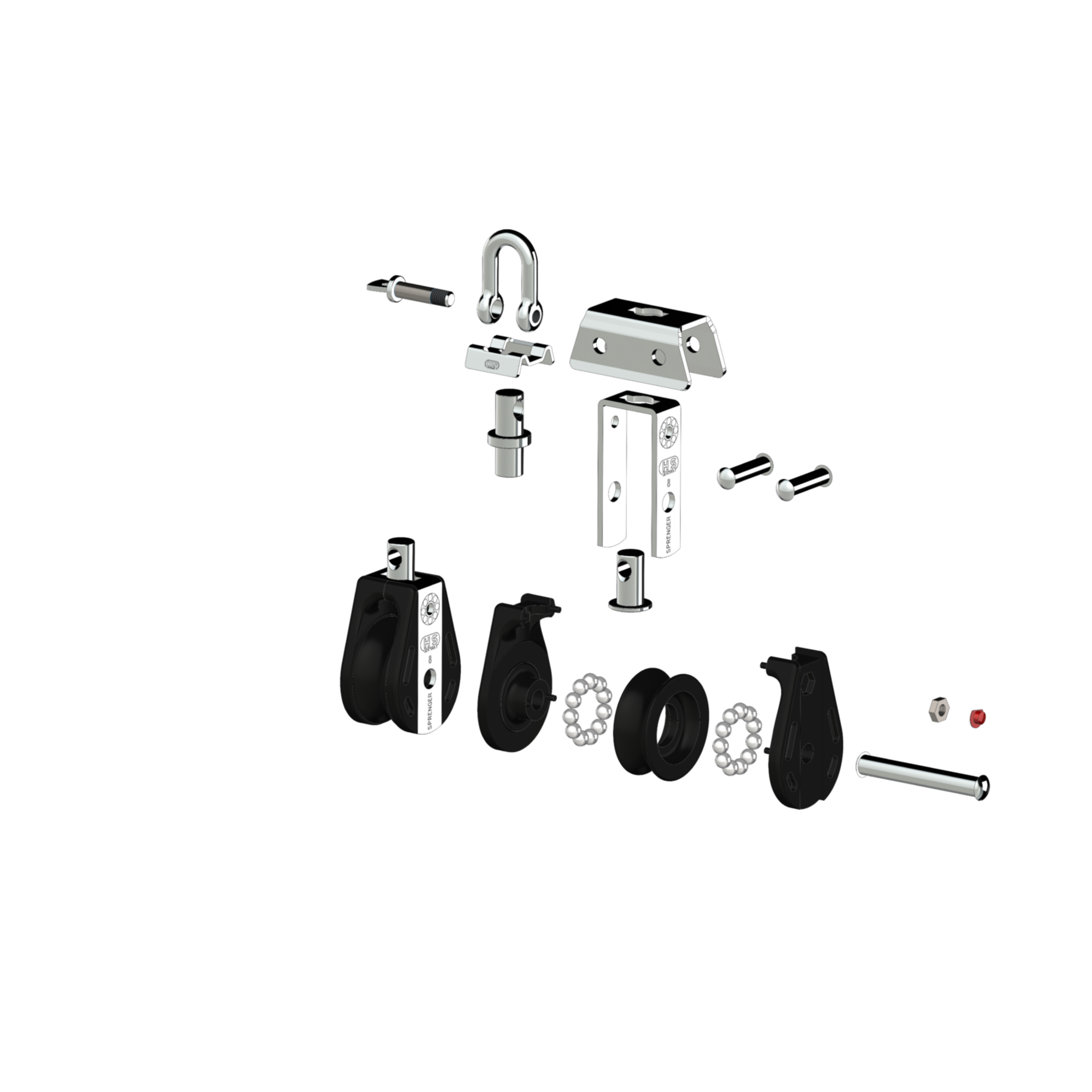 S-Block Kugellager 8 mm - 2 Rollen, Arretierset