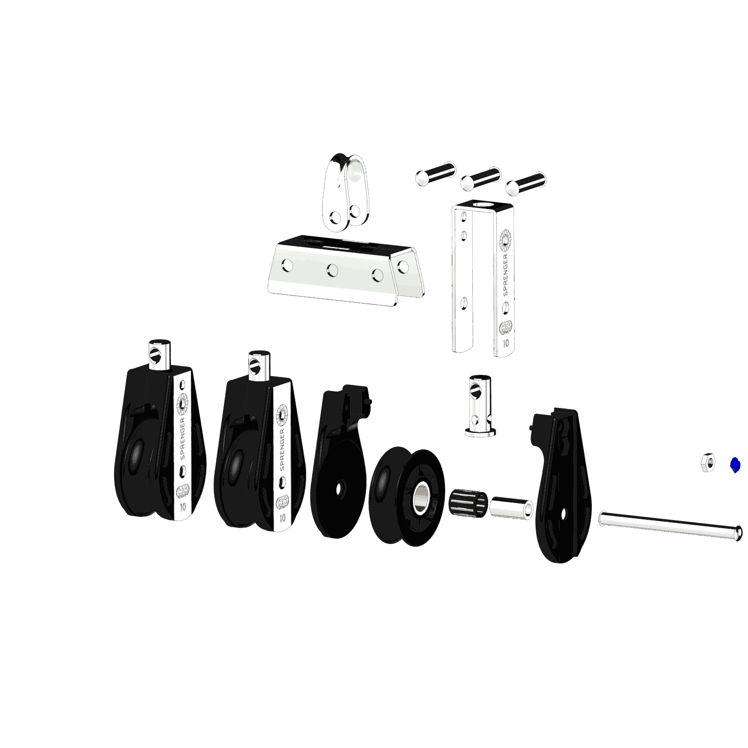 S-Block Nadellager 10 mm - 3 Rollen, Bügel