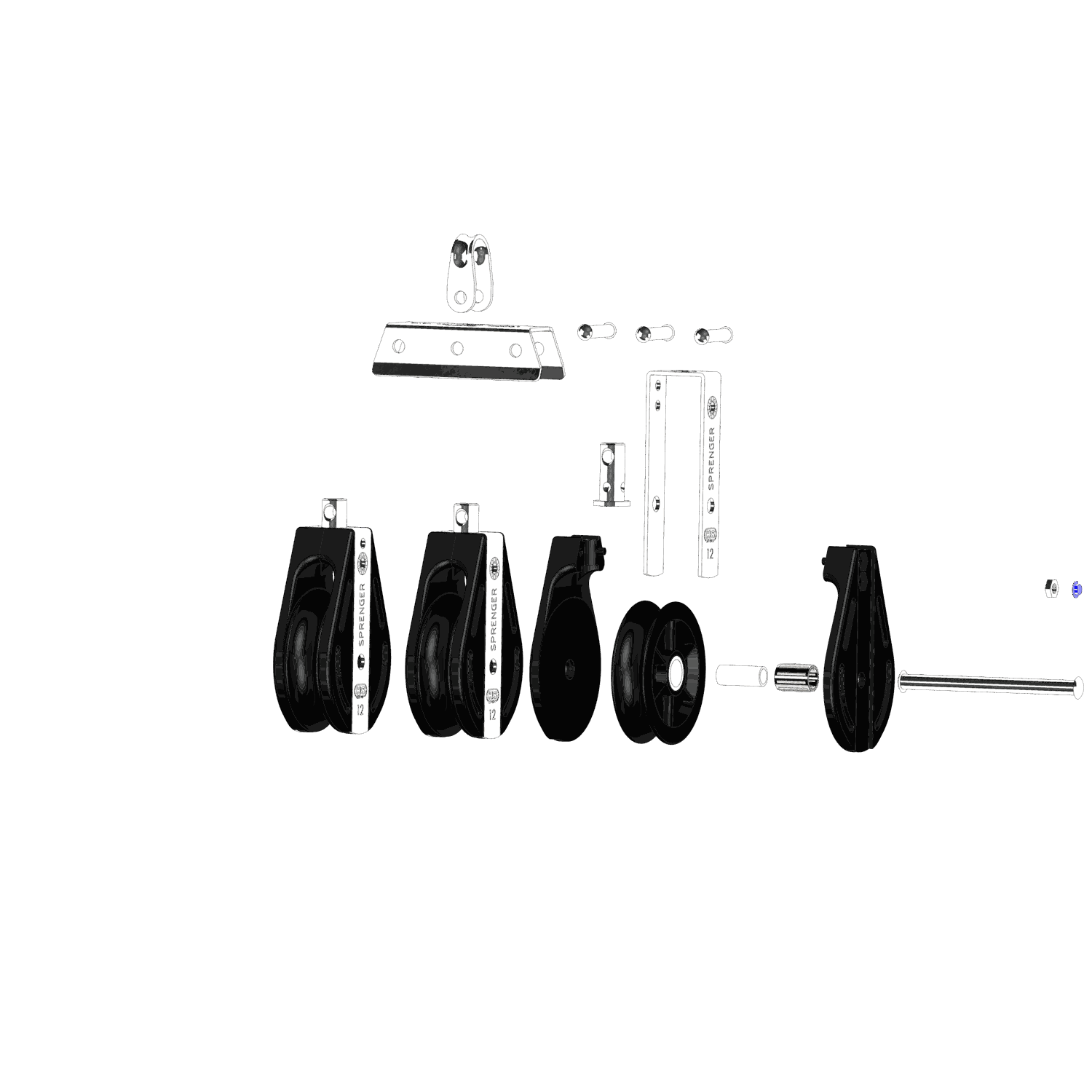 S-Block Nadellager 12 mm - 3 Rollen, durchgehender Bügel