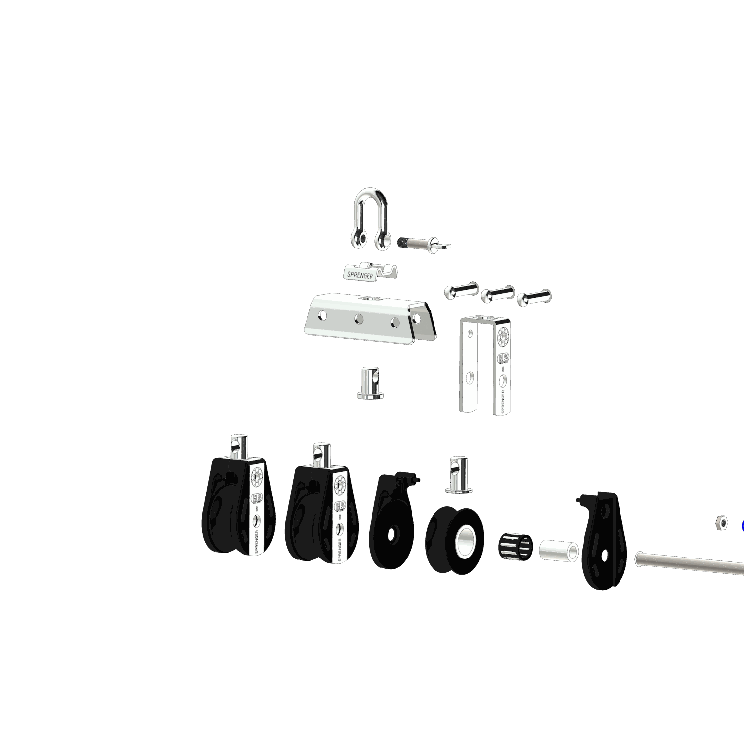 S-Block Nadellager 8 mm - 3 Rollen, Arretierset