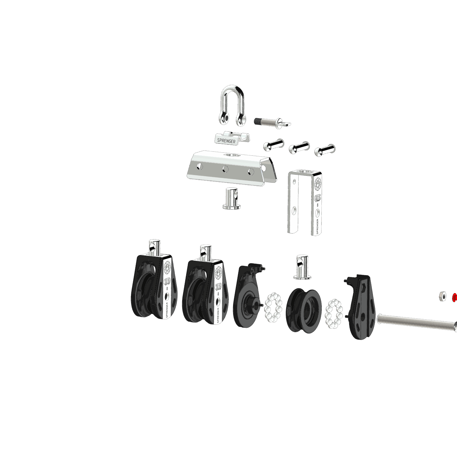 S-Block Kugellager 8 mm - 3 Rollen, Arretierset