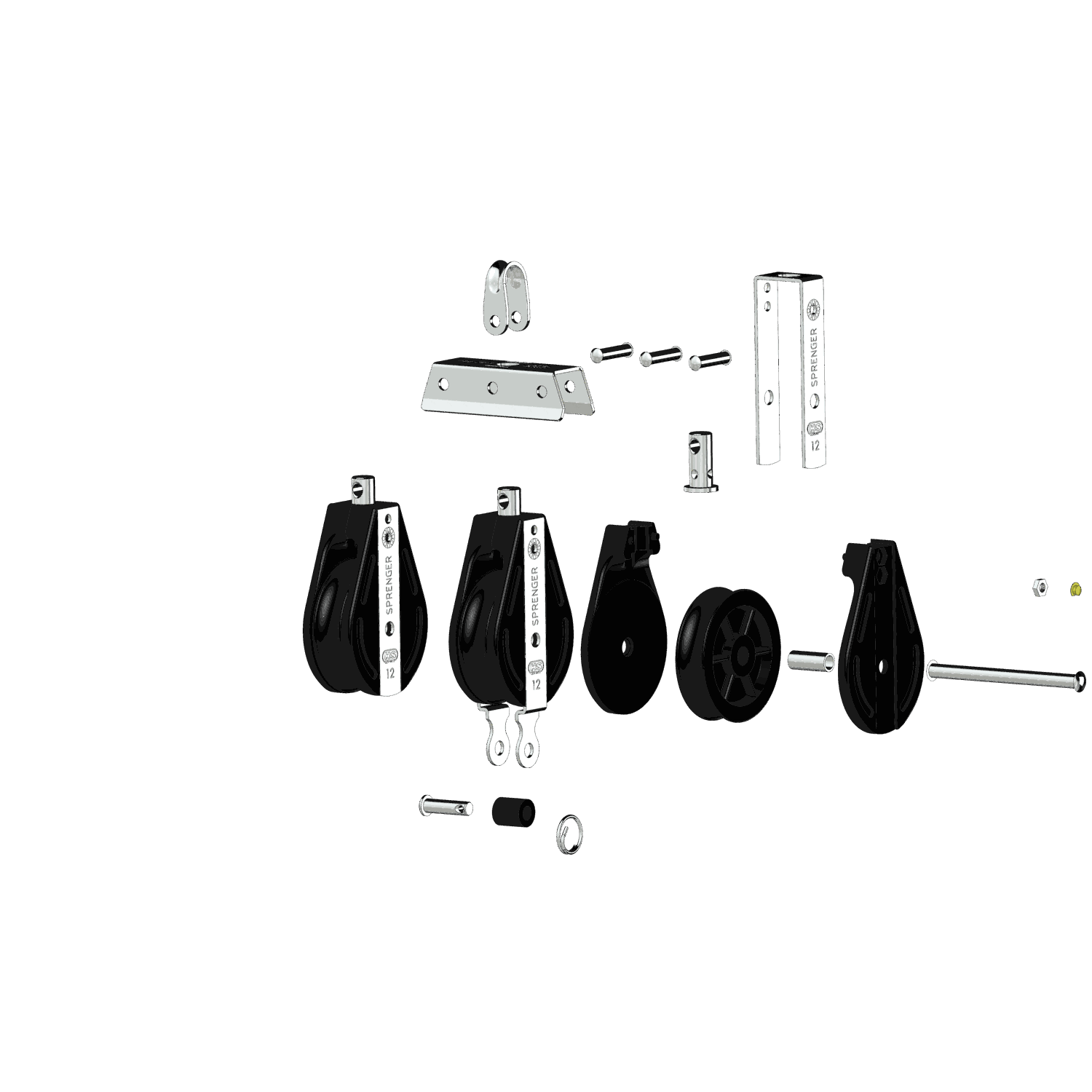 S-Block Gleitlager 12 mm - 3 Rollen, Bügel, Hundsfott