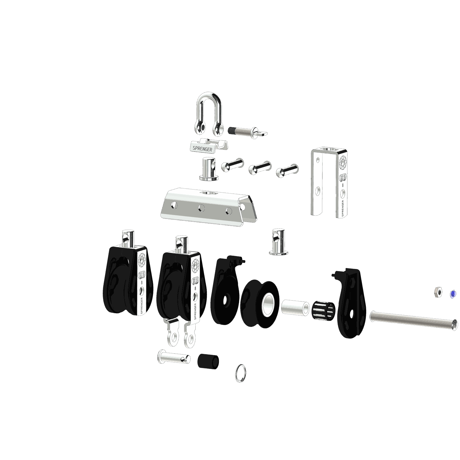 S-Block Nadellager 8 mm - 3 Rollen, Arretierset, Hundsfott
