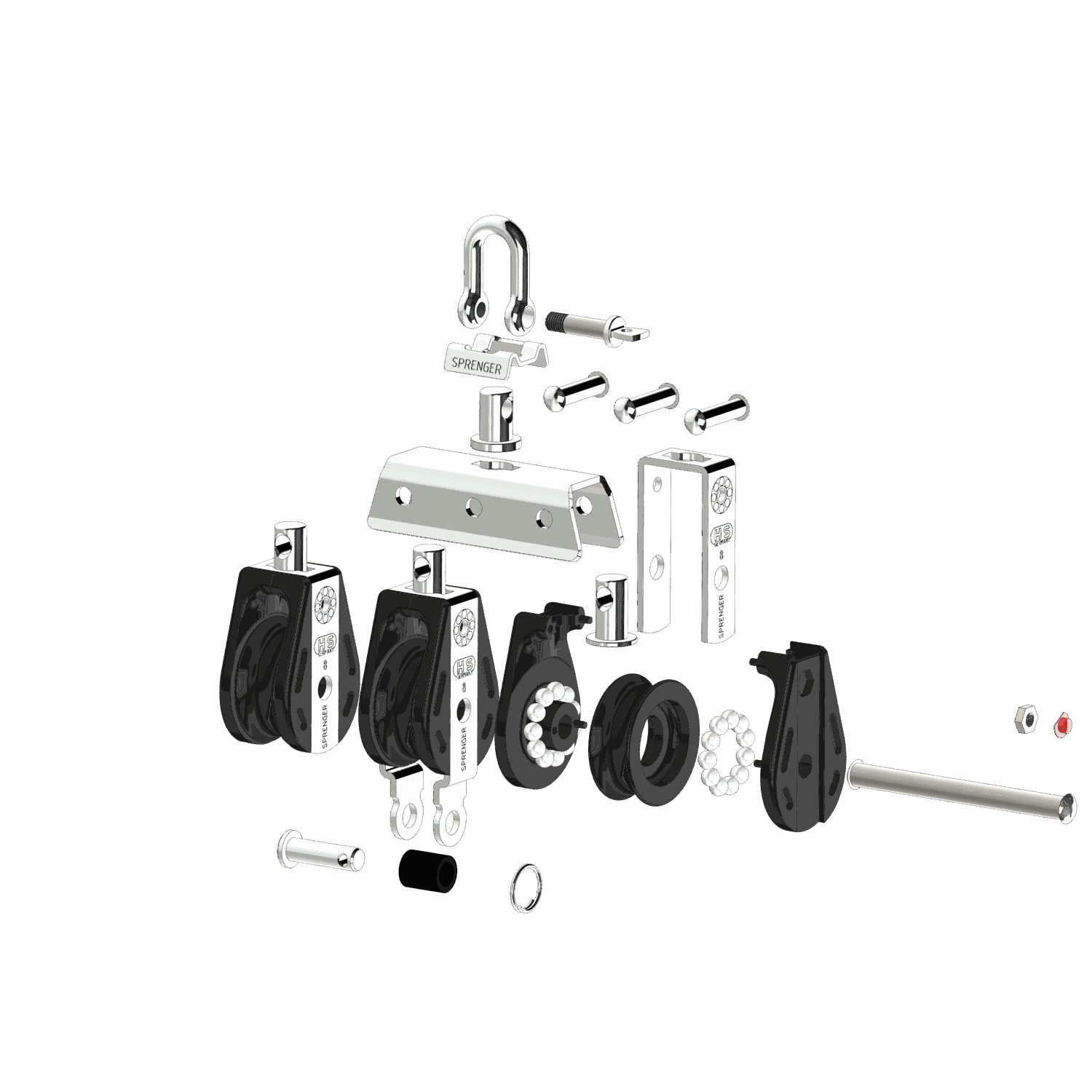 S-Block Kugellager 8 mm - 3 Rollen, Arretierset, Hundsfott