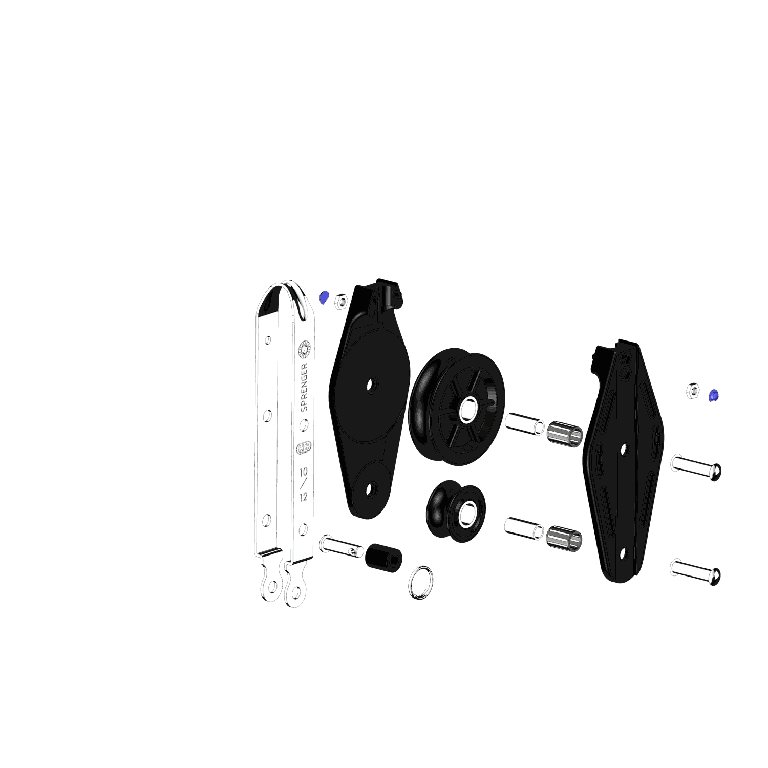 S-Block Violinblock Nadellager 12 mm - 2 Rollen, Bügel, Hundsfott
