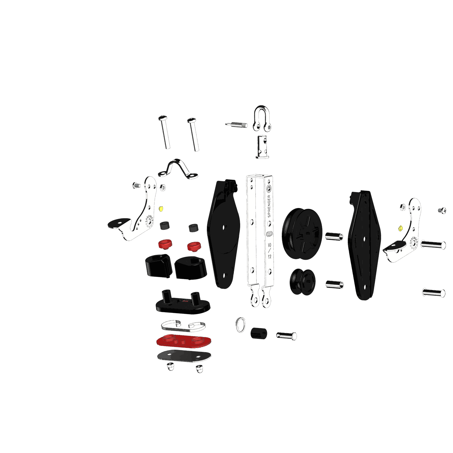 S-Block Großschotblock Gleitlager 12 mm - 2 Rollen, Wirbel, Hundsfott