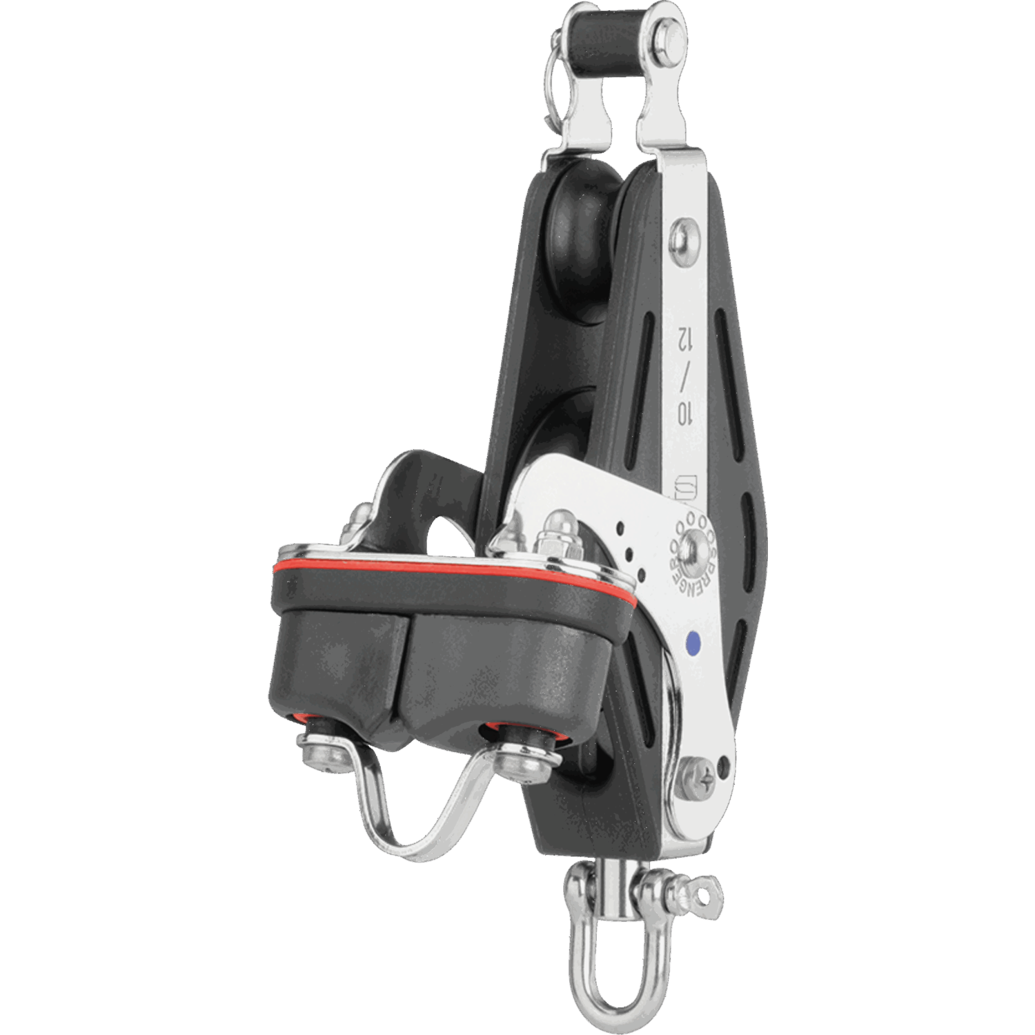 S-Block Großschotblock Nadellager 12 mm - 2 Rollen, Wirbel, Hundsfott, Schotklemme