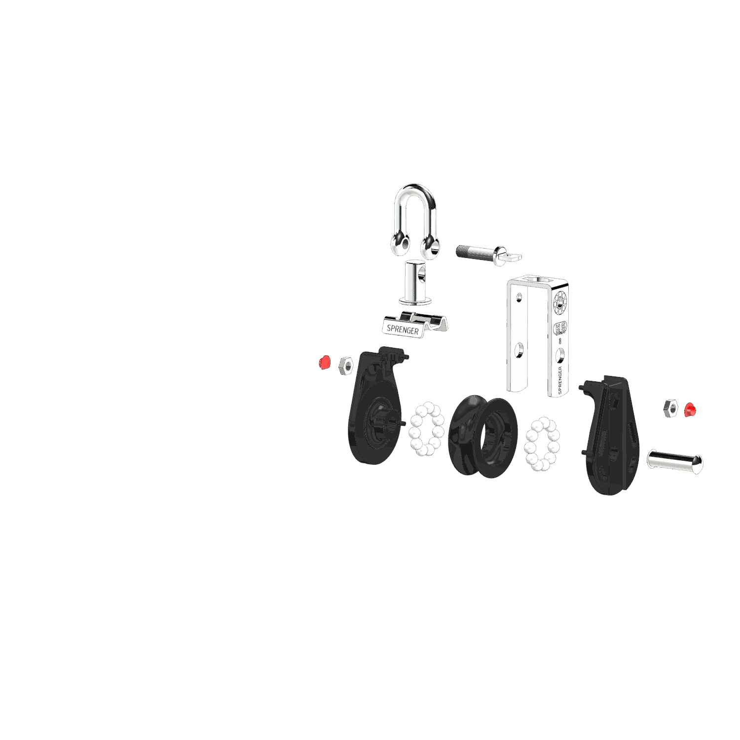 S-Block Kugellager 8 mm - 1 Rolle, Arretierset