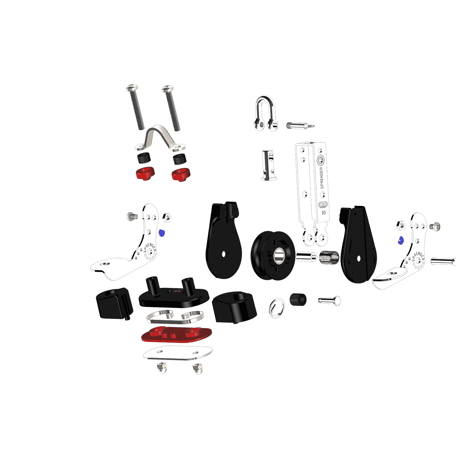 S-Block Großschotblock Nadellager 10 mm - 1 Rolle, Hundsfott, Schotklemme, Wirbel