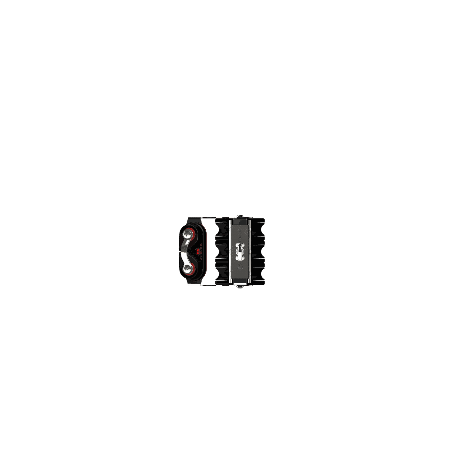 S-Block Großschotblock Gleitlager 12 mm - 3 Rollen, Wirbel, Hundsfott, Schotklemme