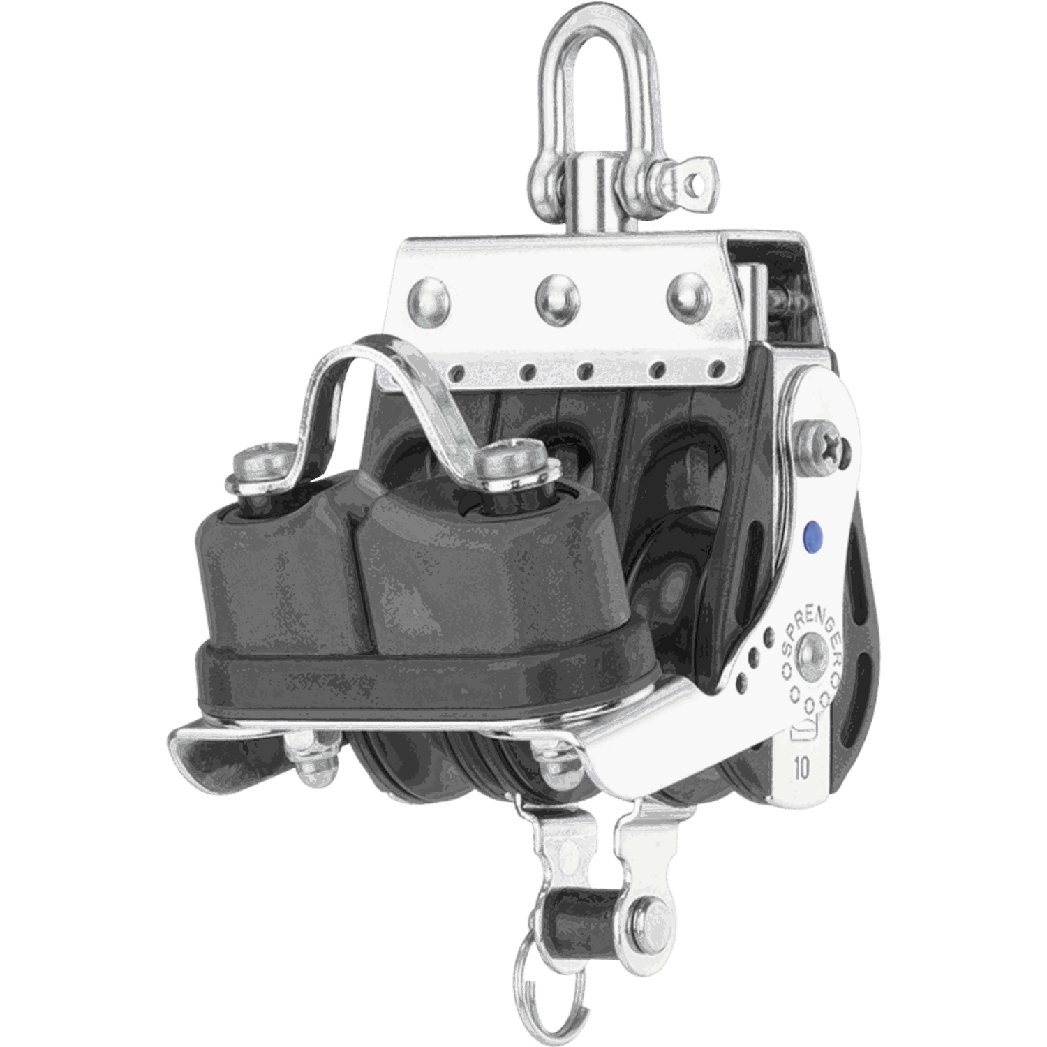 S-Block Großschotblock Nadellager 10 mm - 3 Rollen, Hundsfott, Schotklemme, Wirbel
