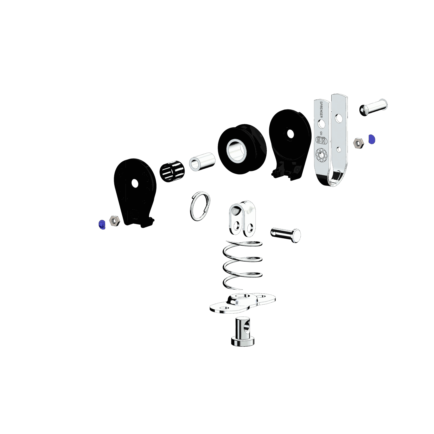 S-Block Nadellager 8 mm - 1 Rolle, Feder, Drehplatte