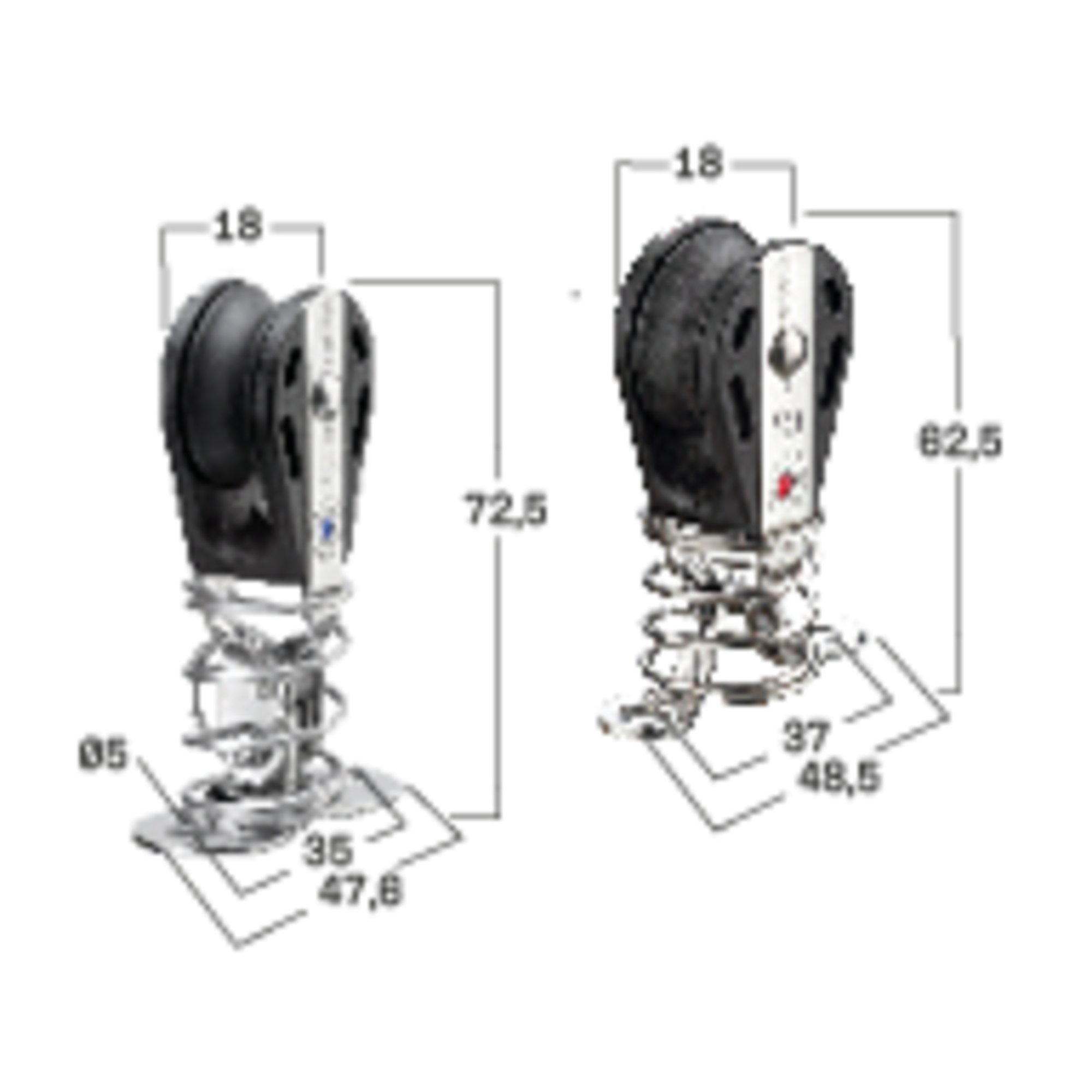 S-Block Nadellager 8 mm - 1 Rolle, Feder, Drehplatte