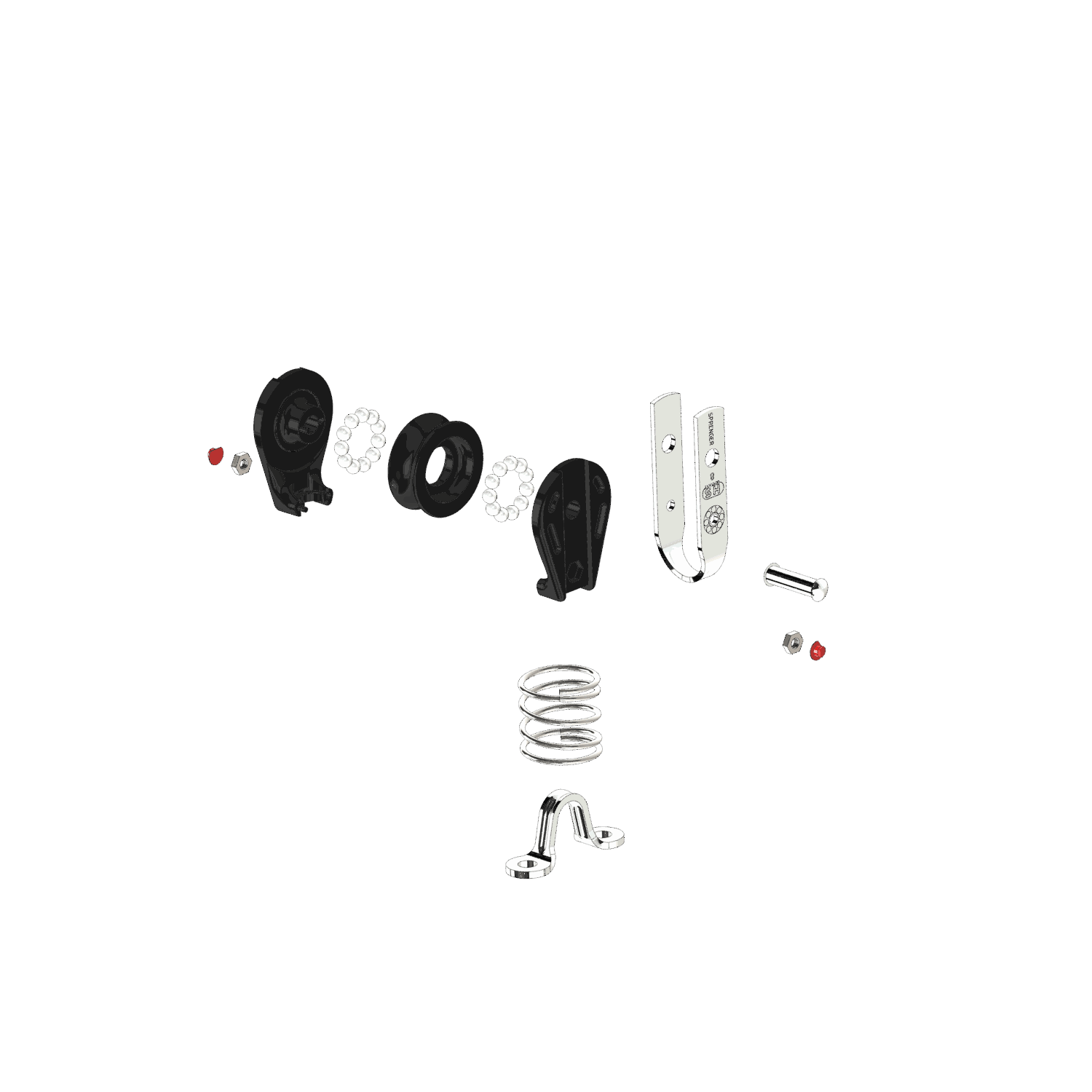 S-Block Kugellager 8 mm - 1 Rolle, Feder, Fenderöse