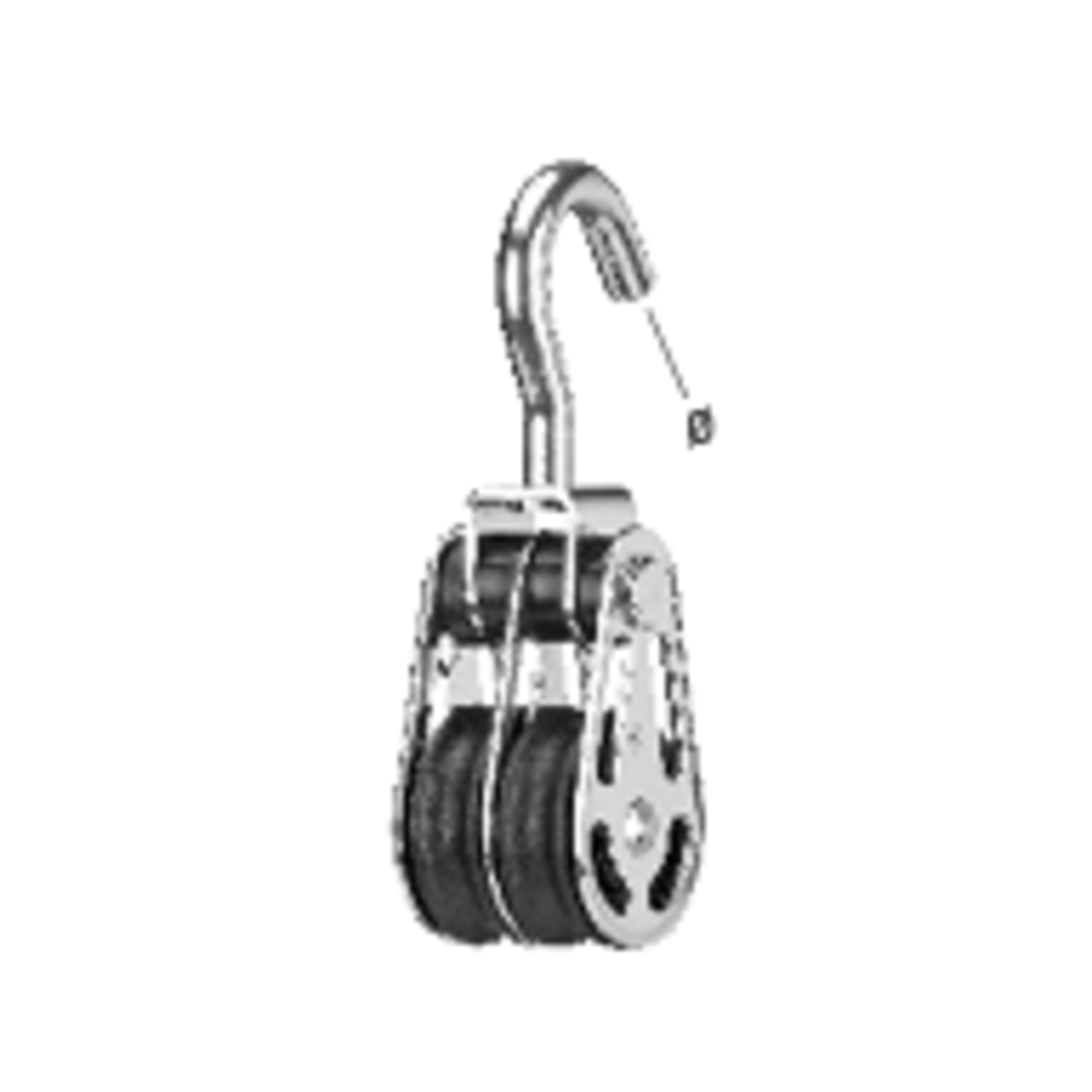 Gleitlager-Block 6 mm - 2 Rollen, Haken