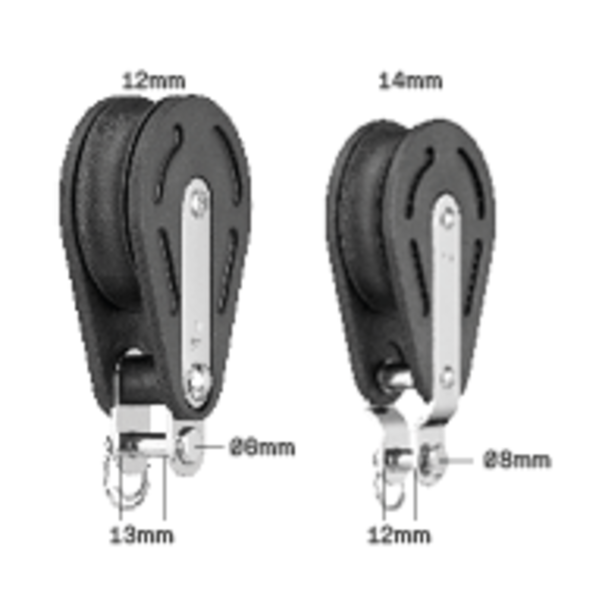 Mastfussblock Gleitlager 12 mm - 1 Rolle