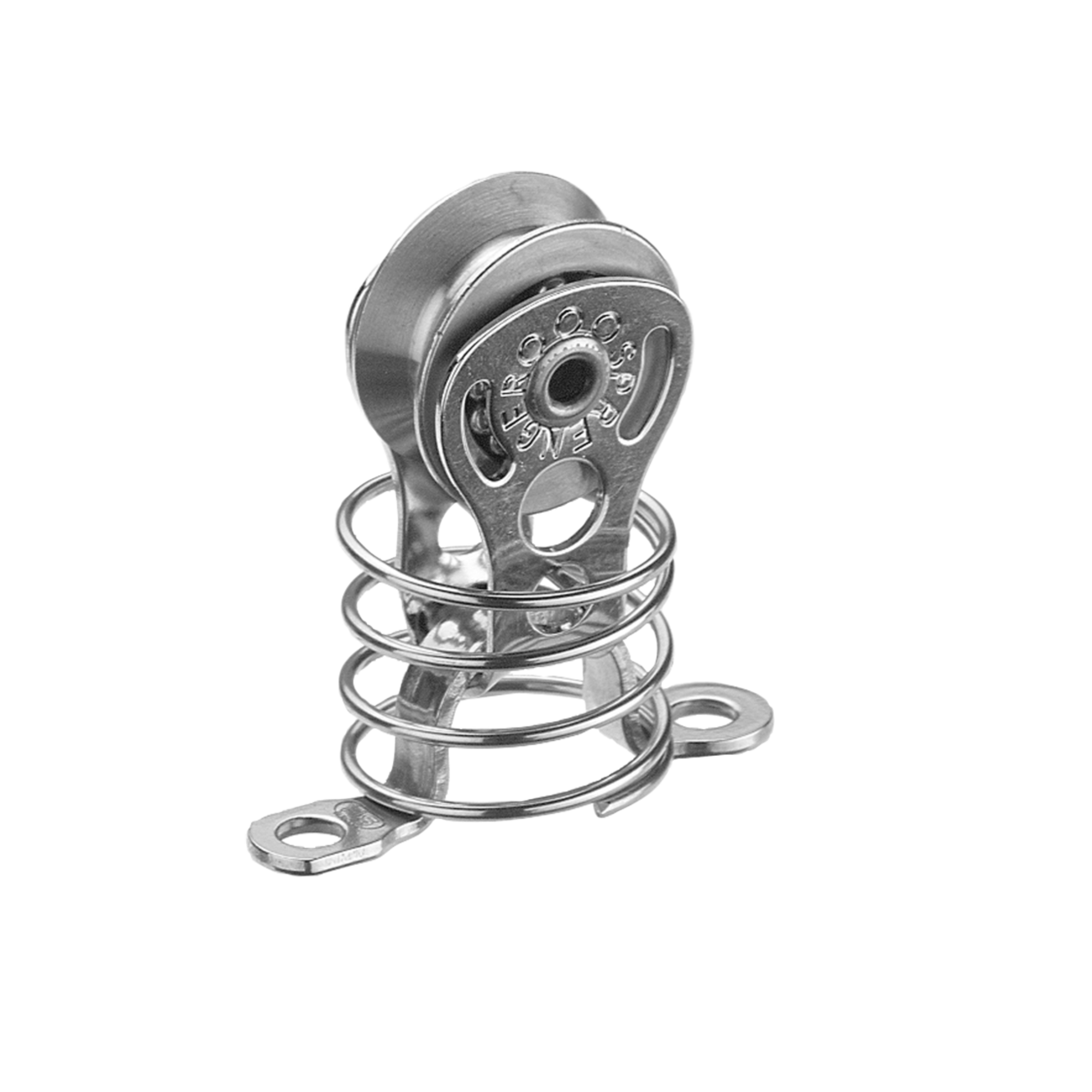 Micro XS Block für Draht 4 mm Kugellager - 1 Rolle, durchgehender Bügel, Feder, Fenderöse
